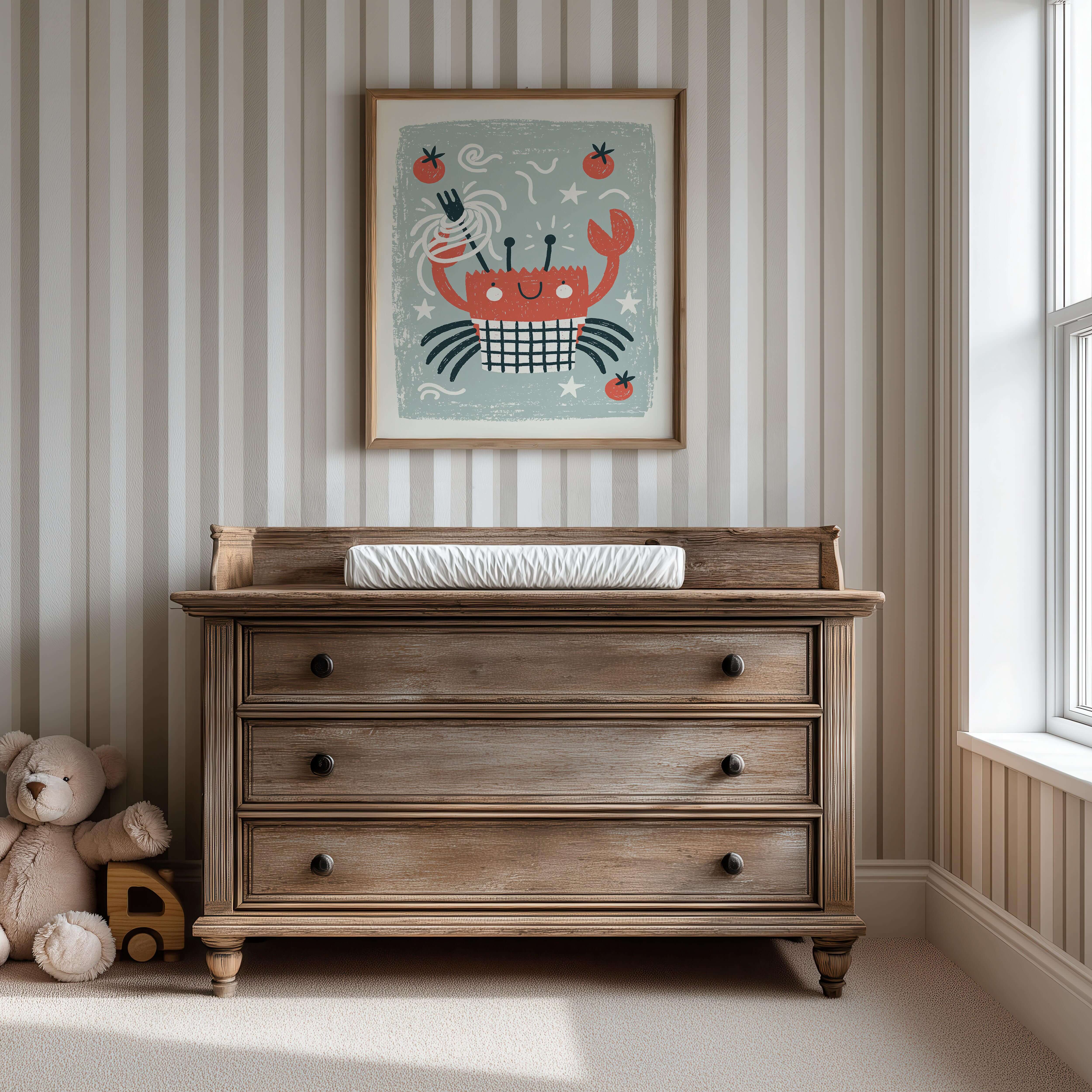 Spaghetti Crab Nursery Print