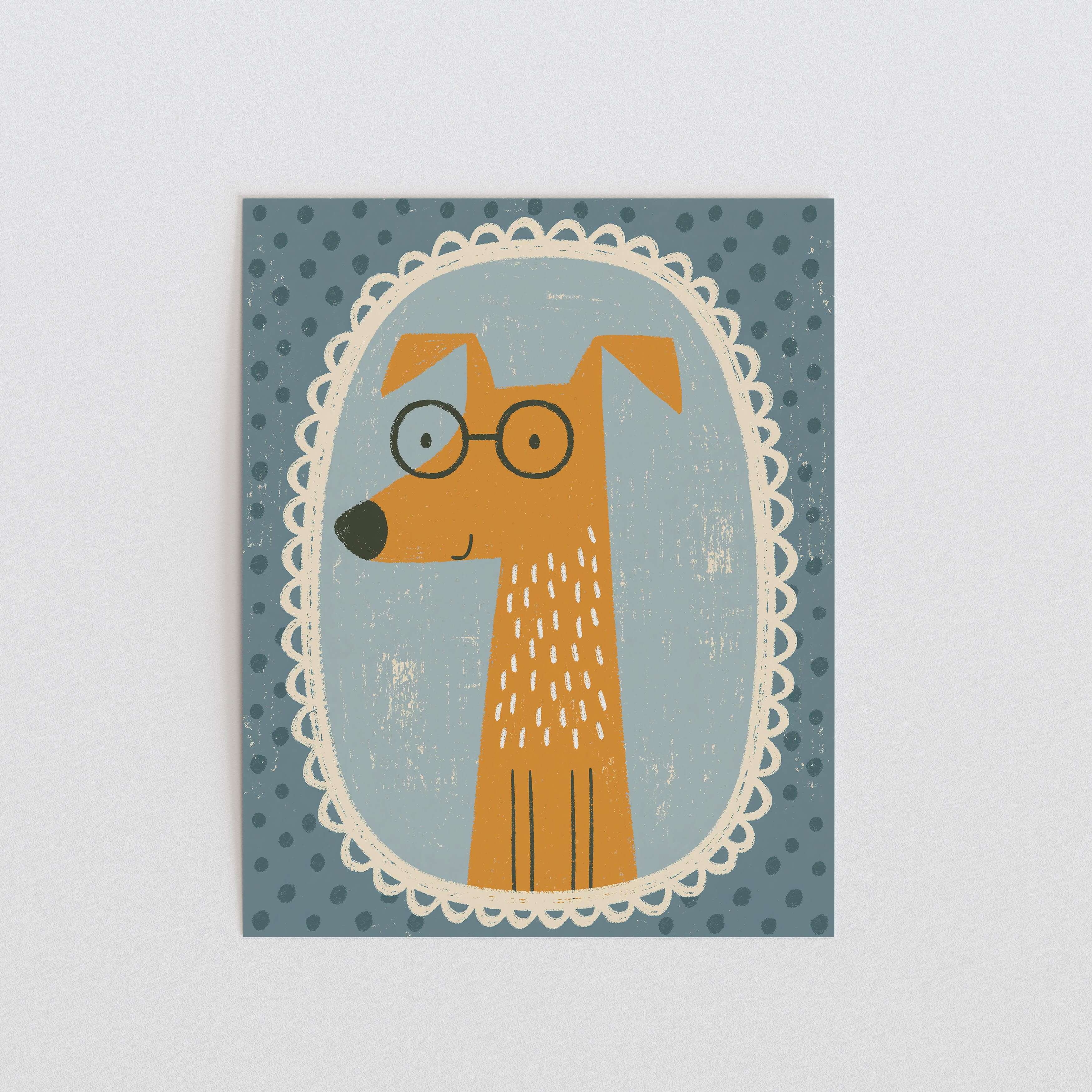 Dog With Glasses Nursery Print