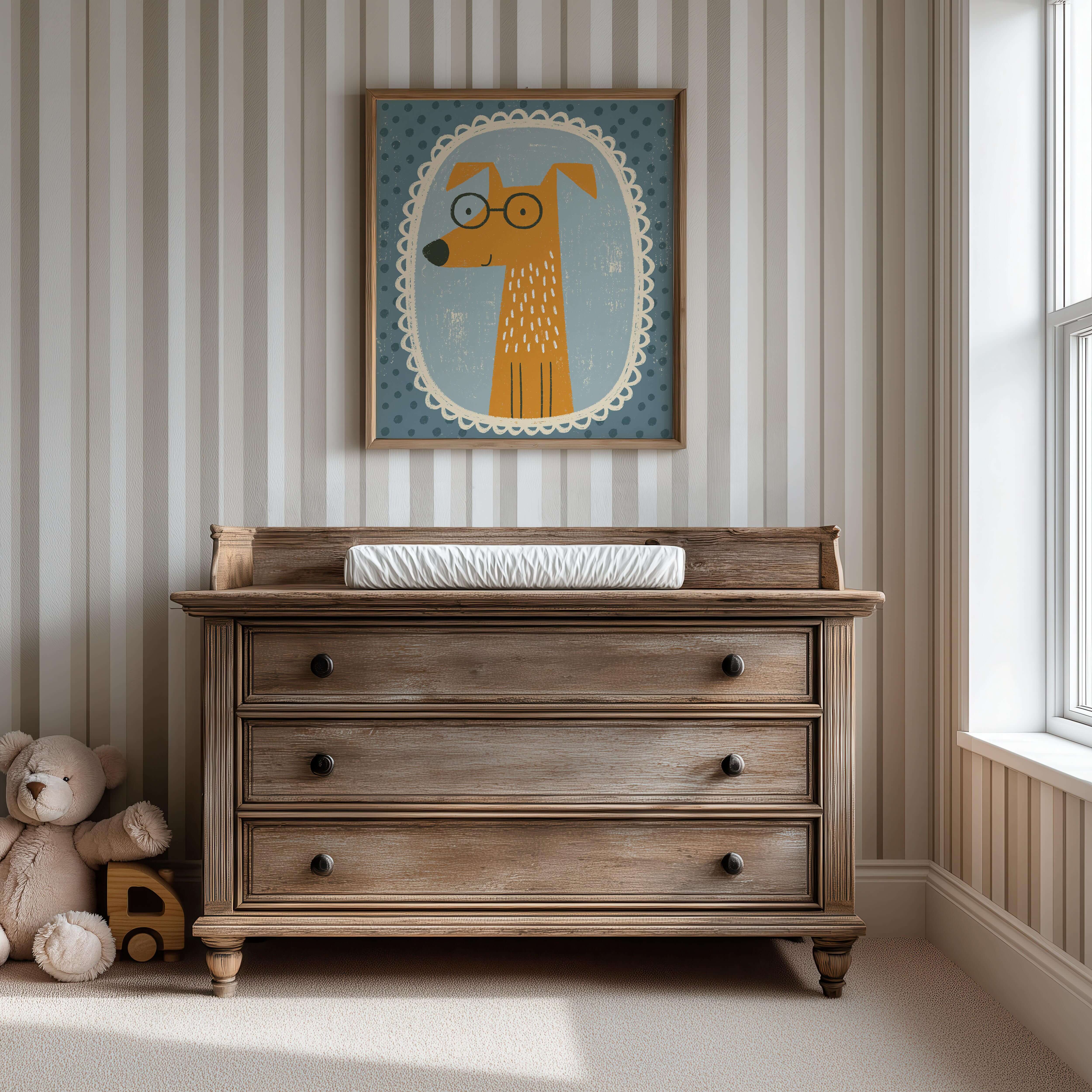 Dog With Glasses Nursery Print