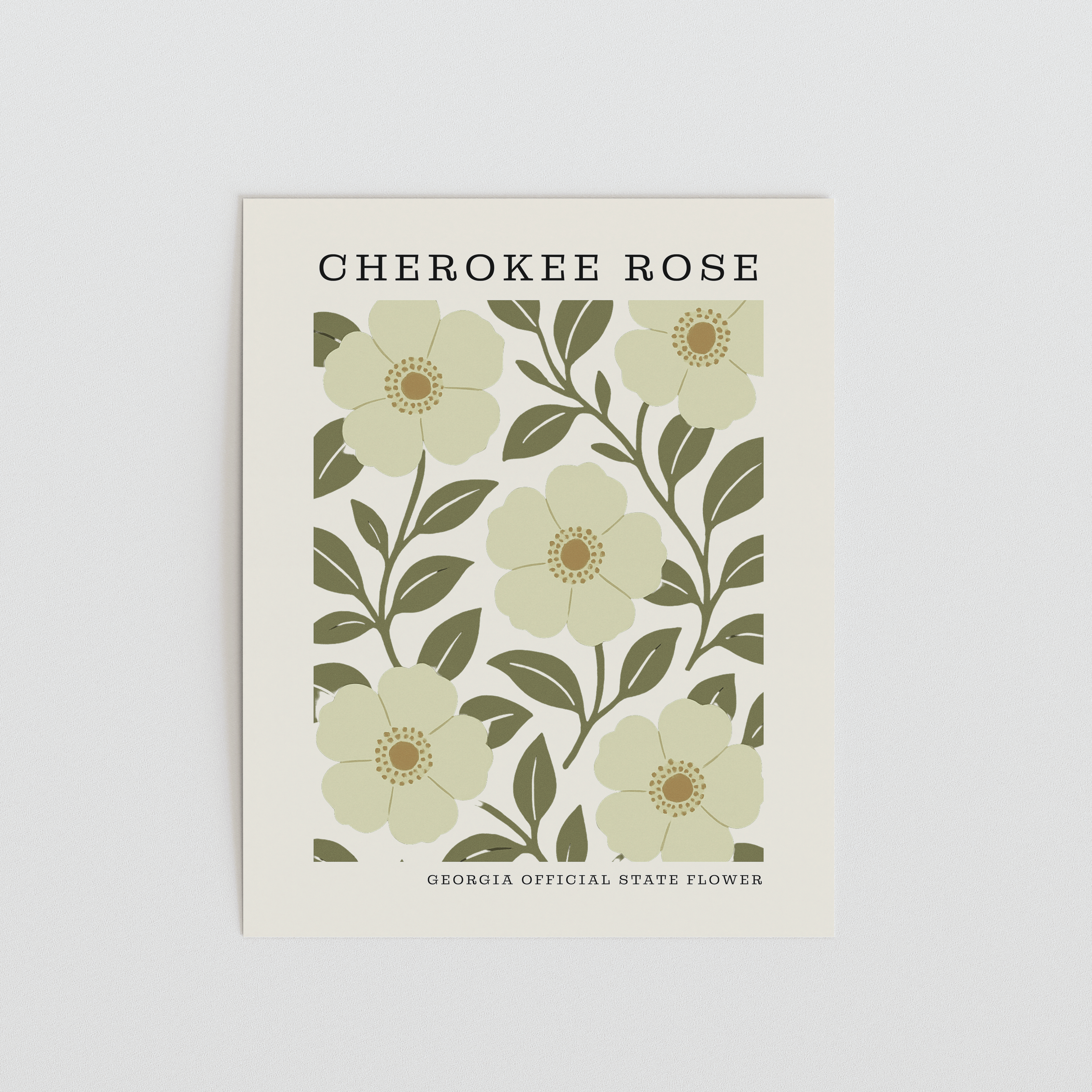 Georgia State Flower Art Print – Cherokee Rose