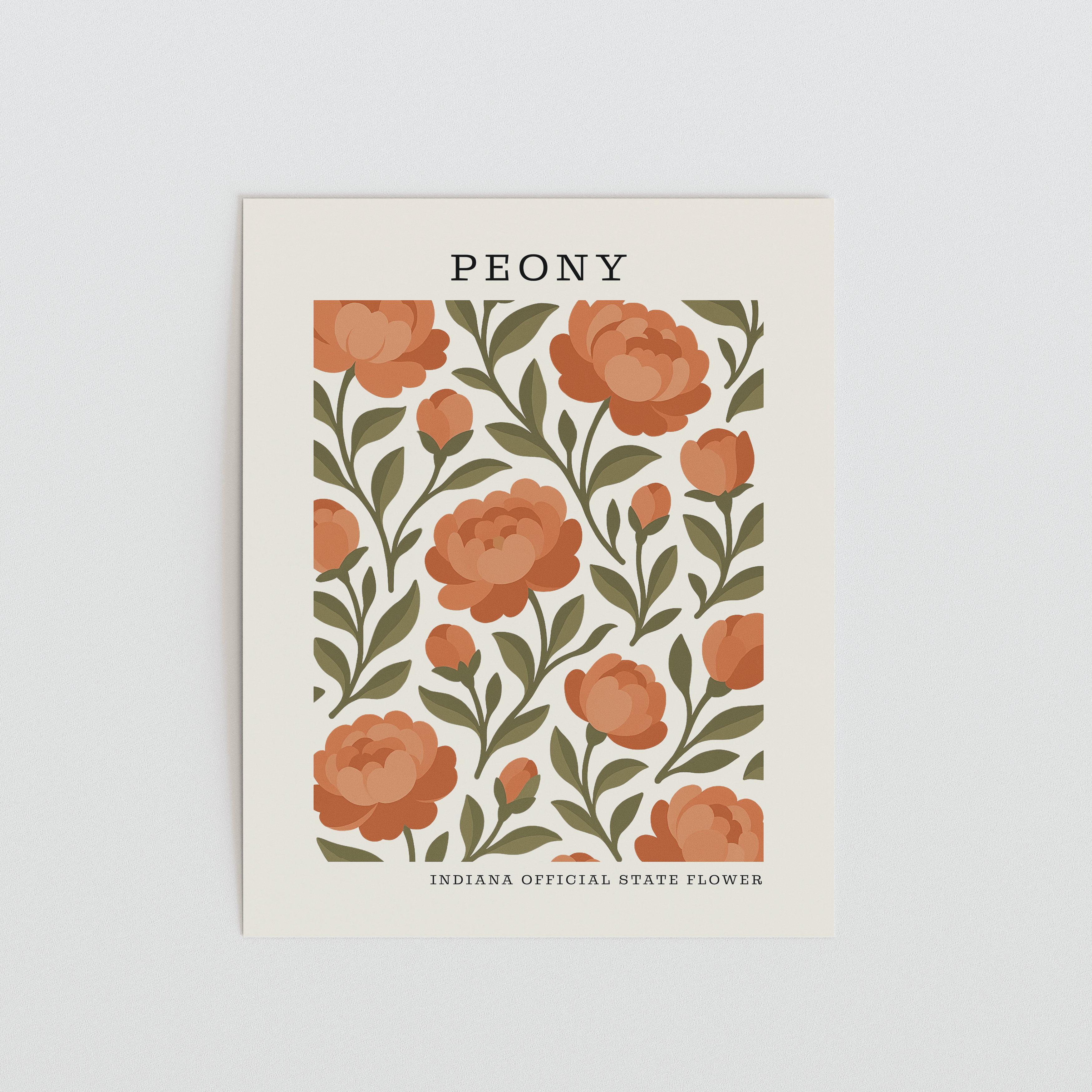 Indiana State Flower Art Print – Peony