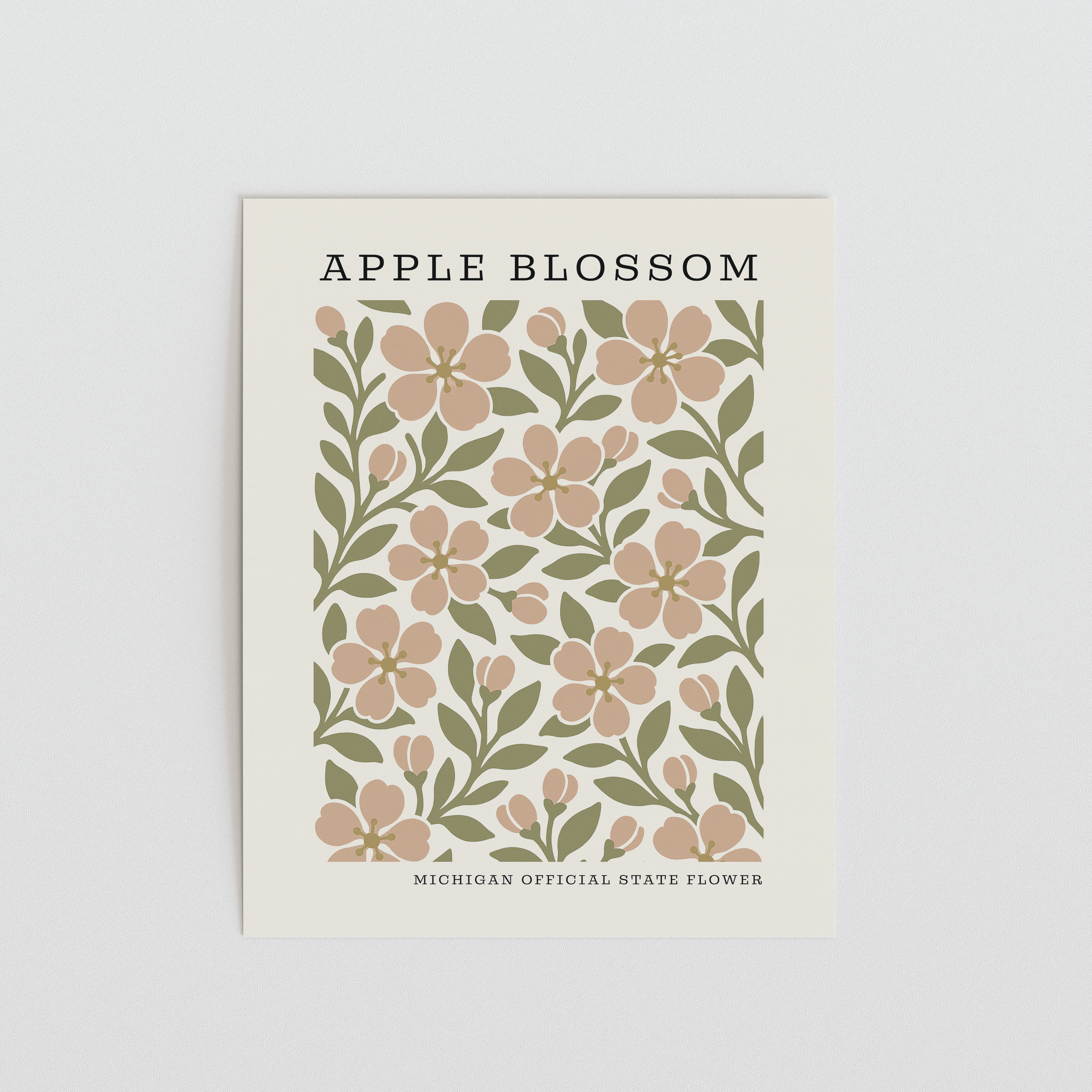 Michigan State Flower Art Print – Apple Blossom