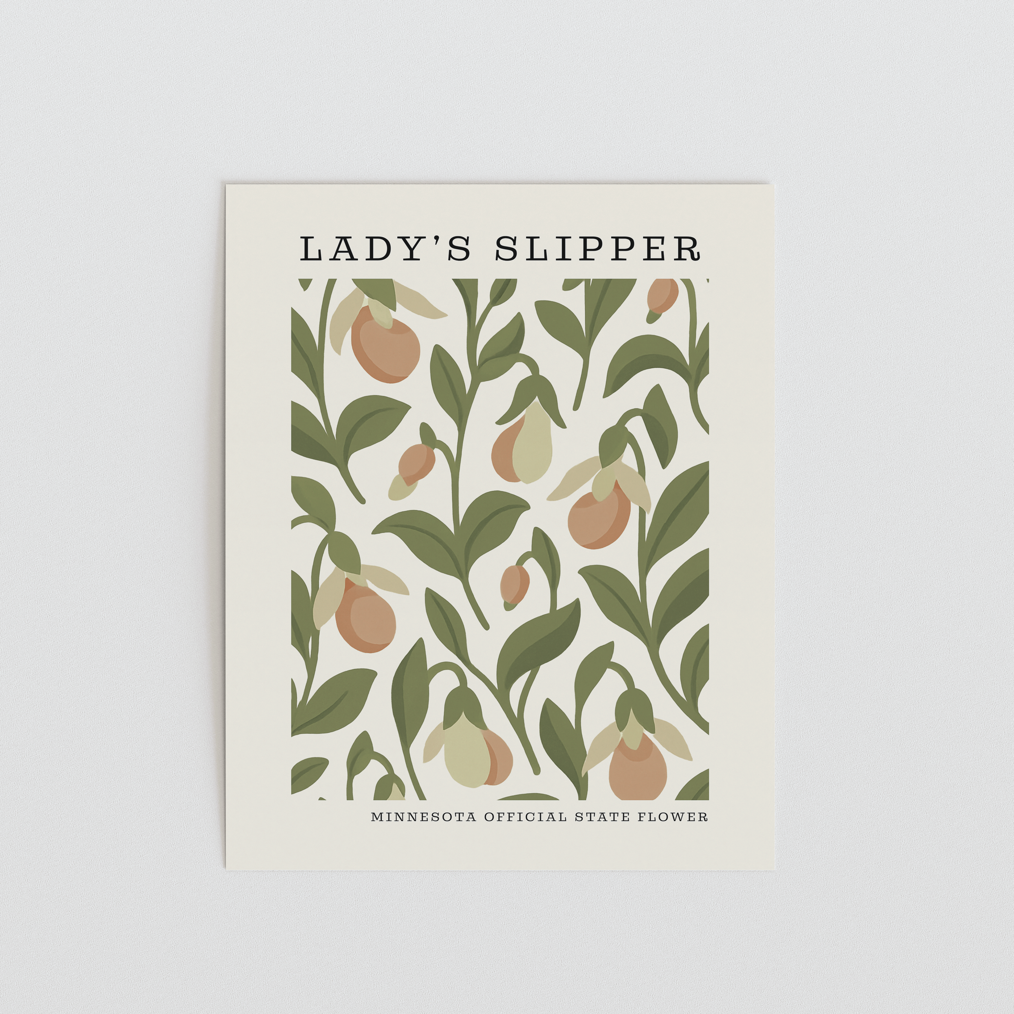 Minnesota State Flower Art Print – Pink and White Lady's Slipper