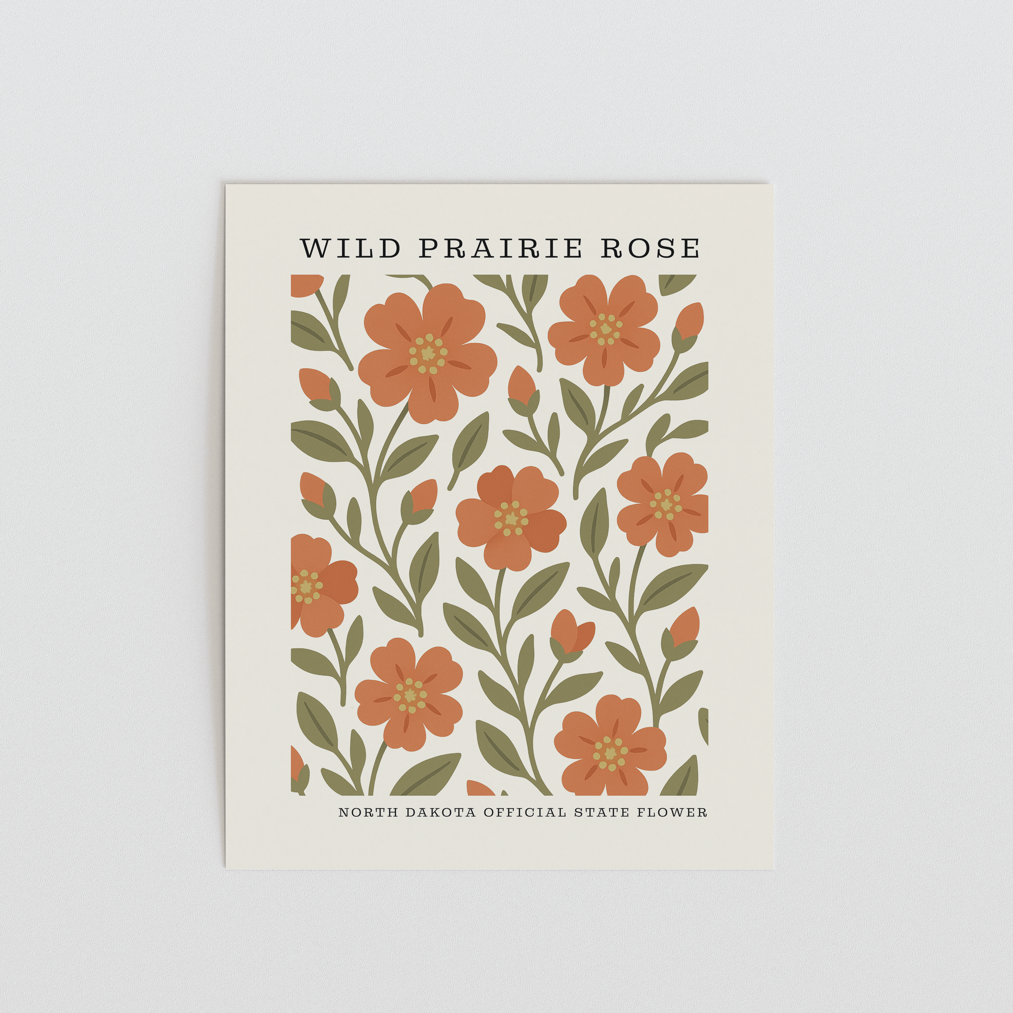 North Dakota State Flower Art Print – Wild Prairie Rose