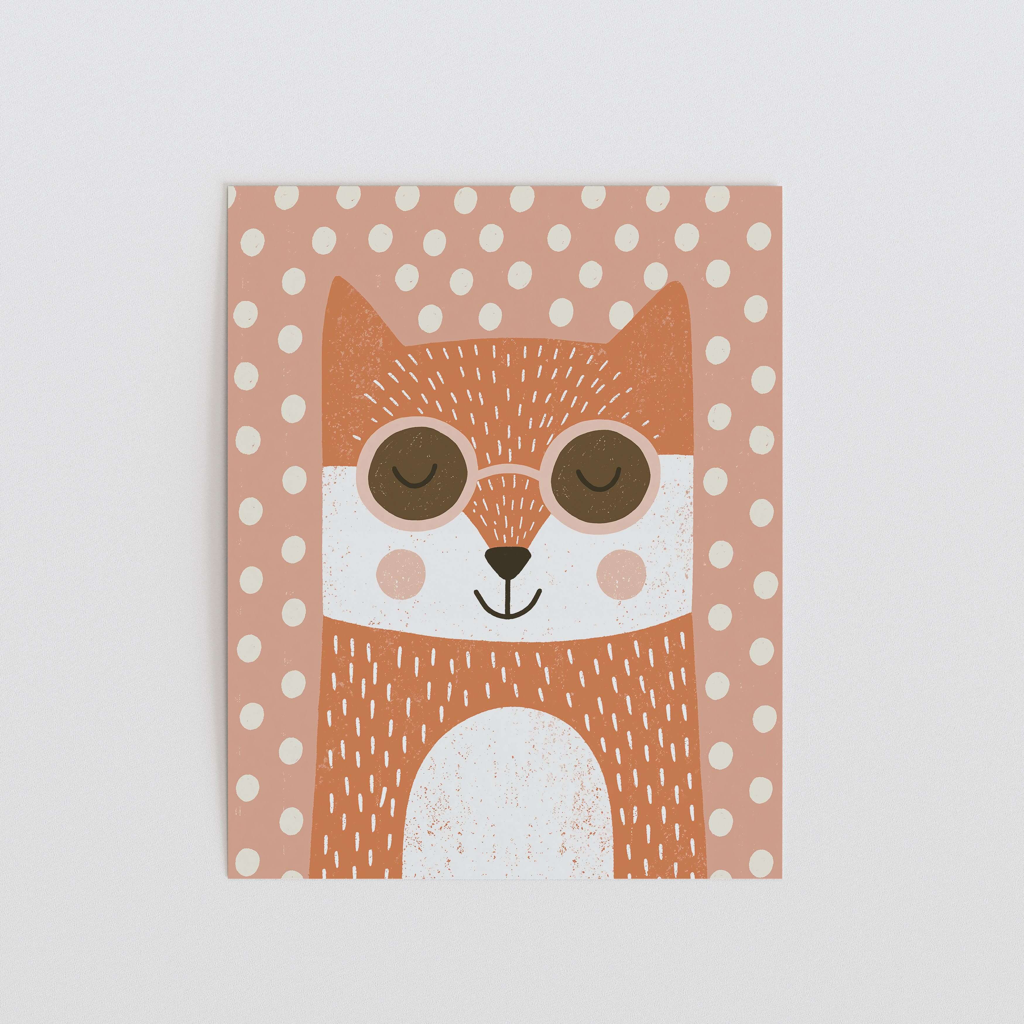 Fox With Glasses Nursery Print