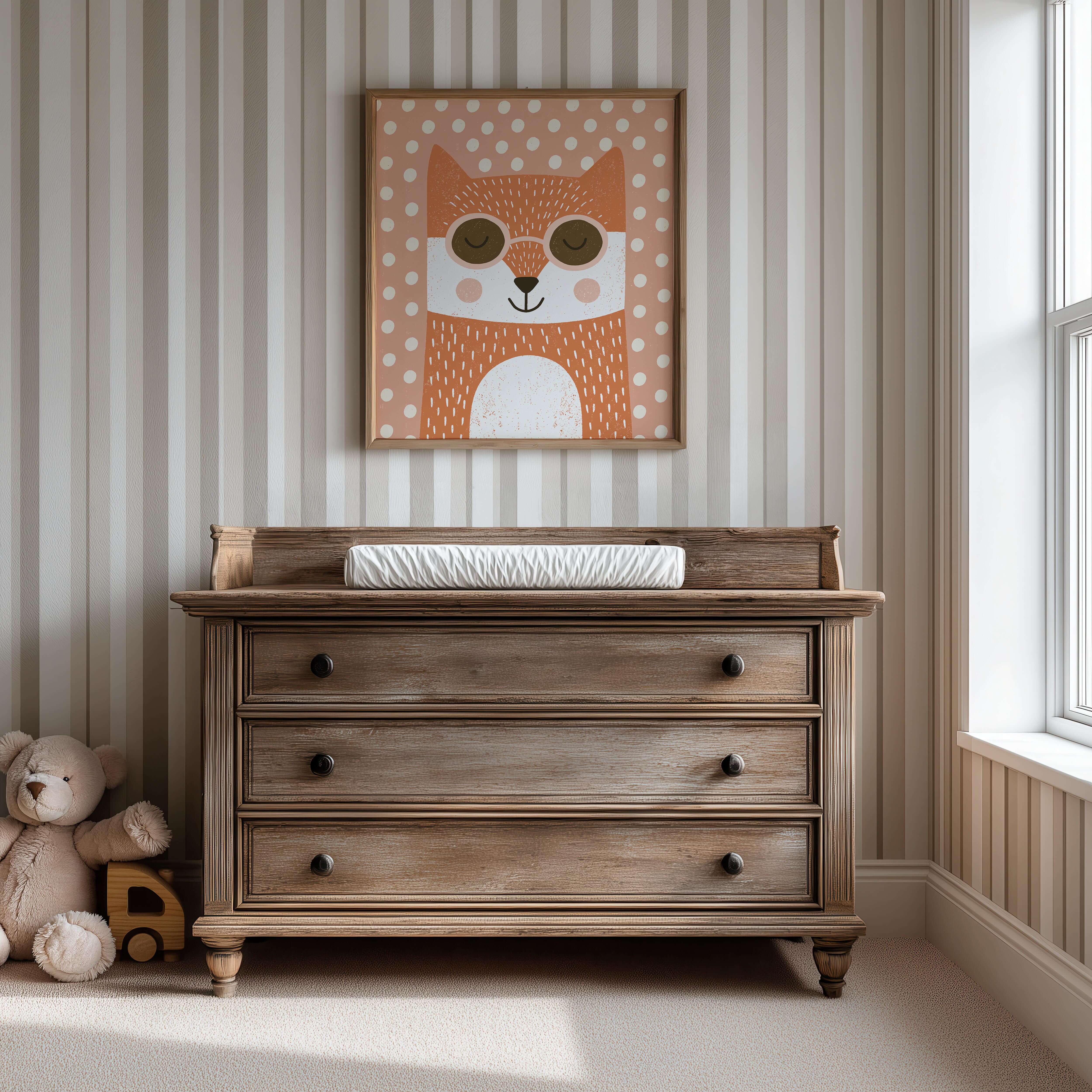 Fox With Glasses Nursery Print