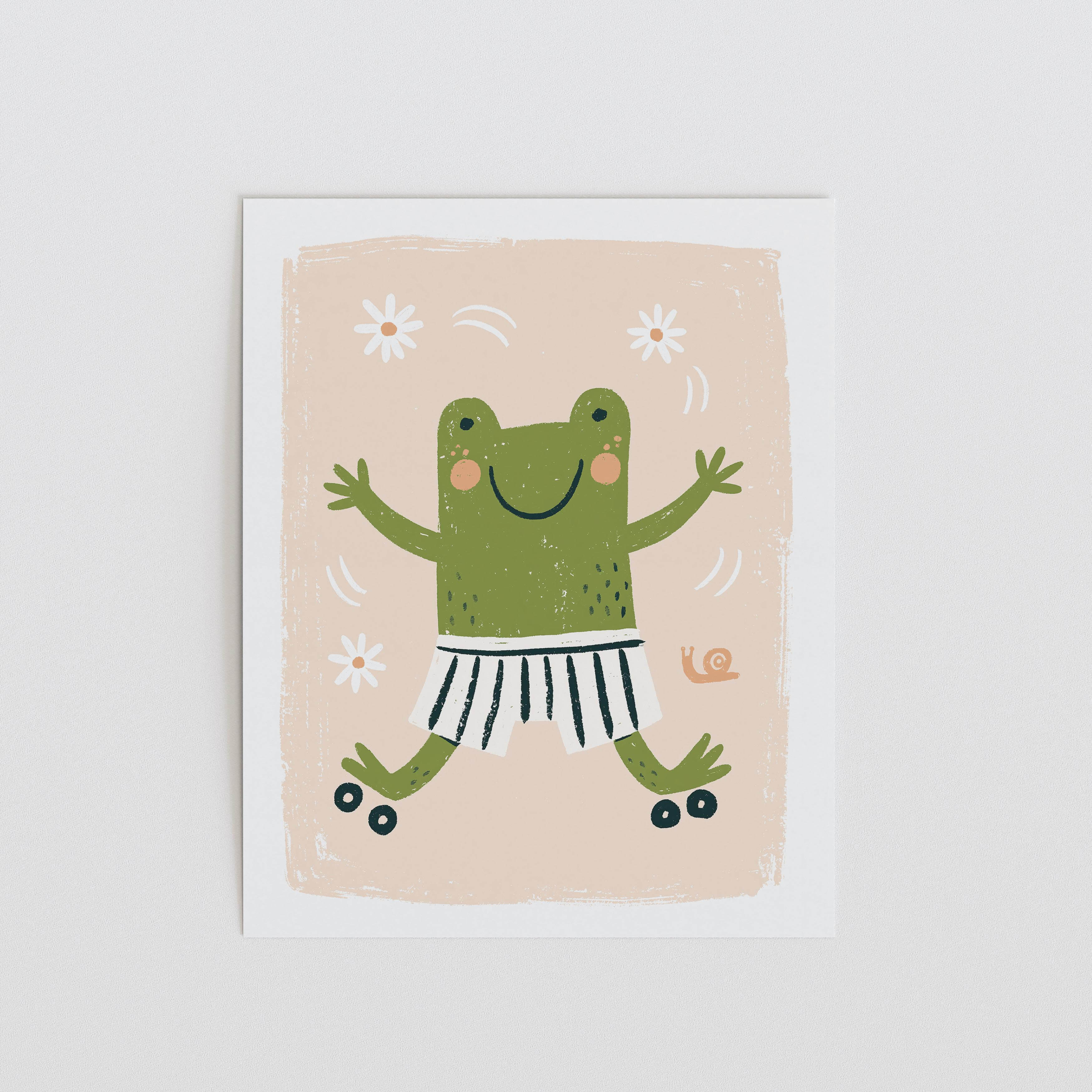 Roller Skating Frog Nursery Art