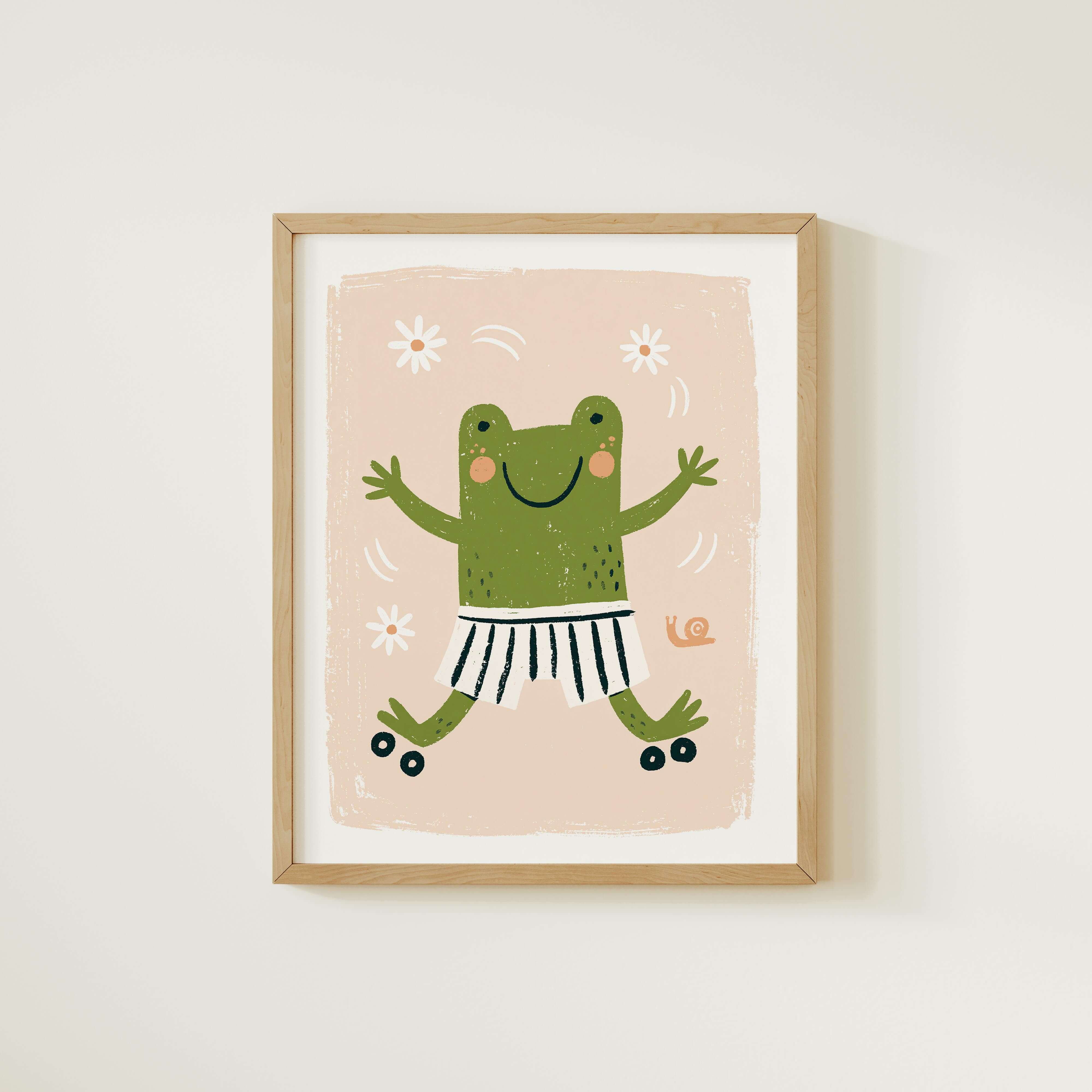 Roller Skating Frog Nursery Art