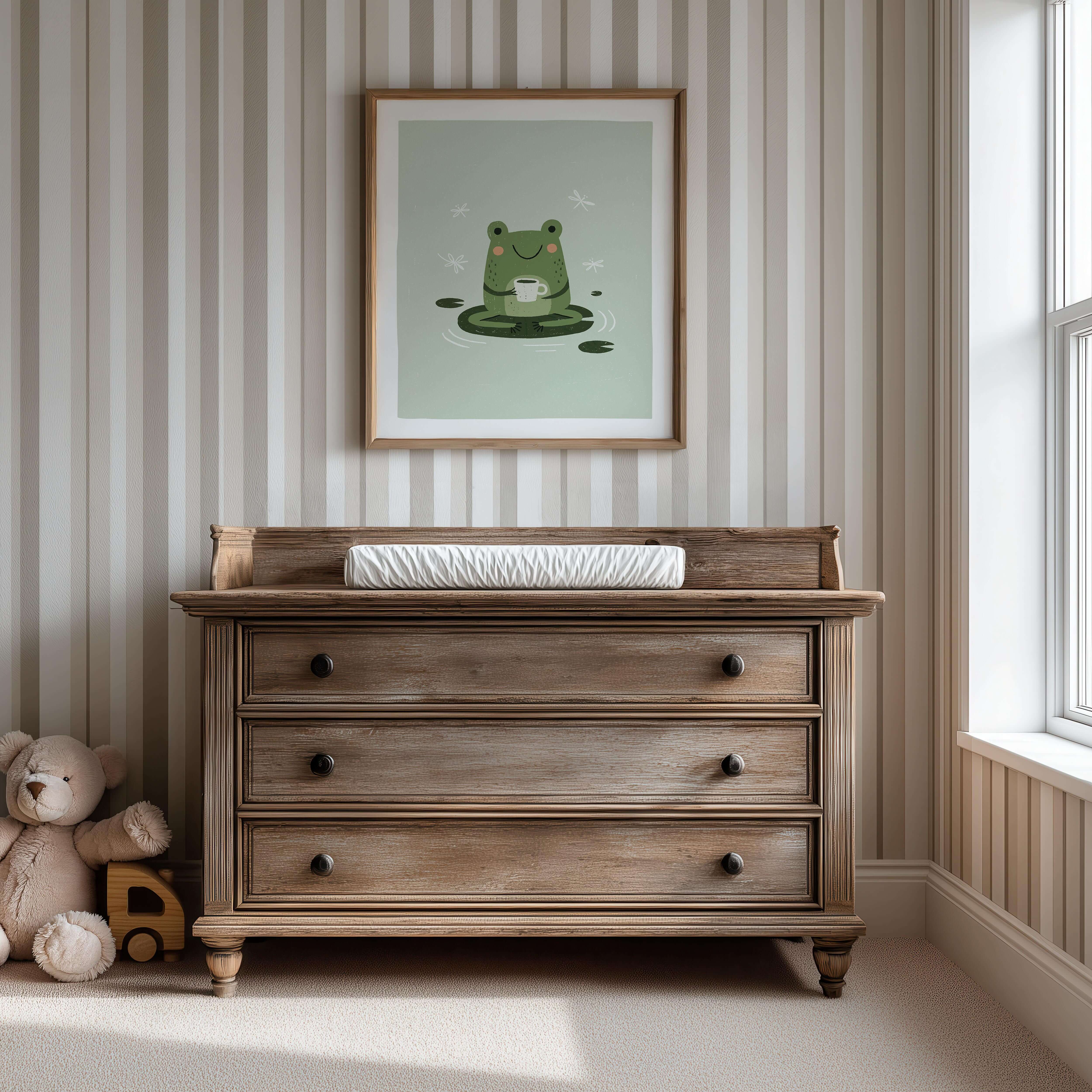 Coffee Frog Nursery Print