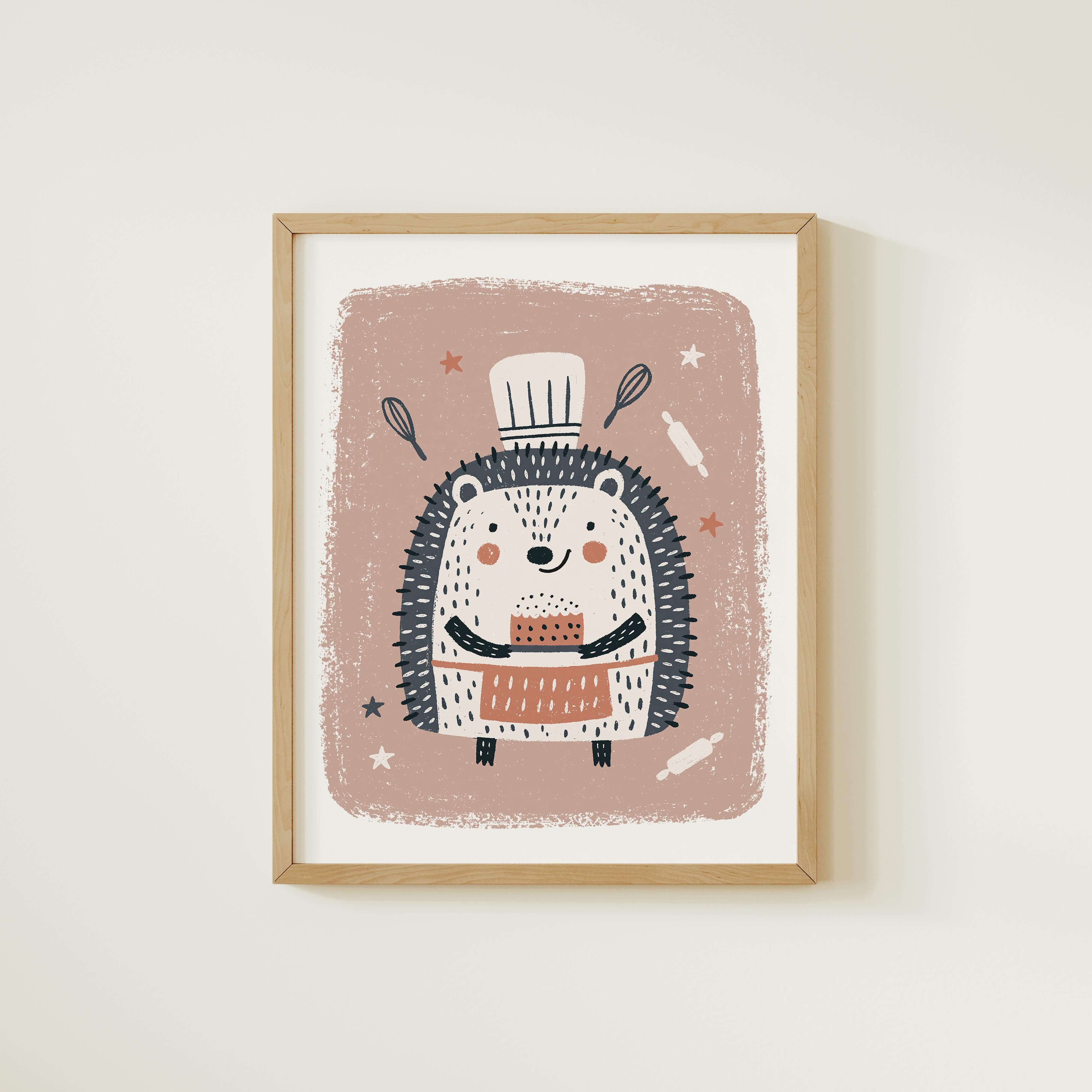 Baker Hedgehog Nursery Print