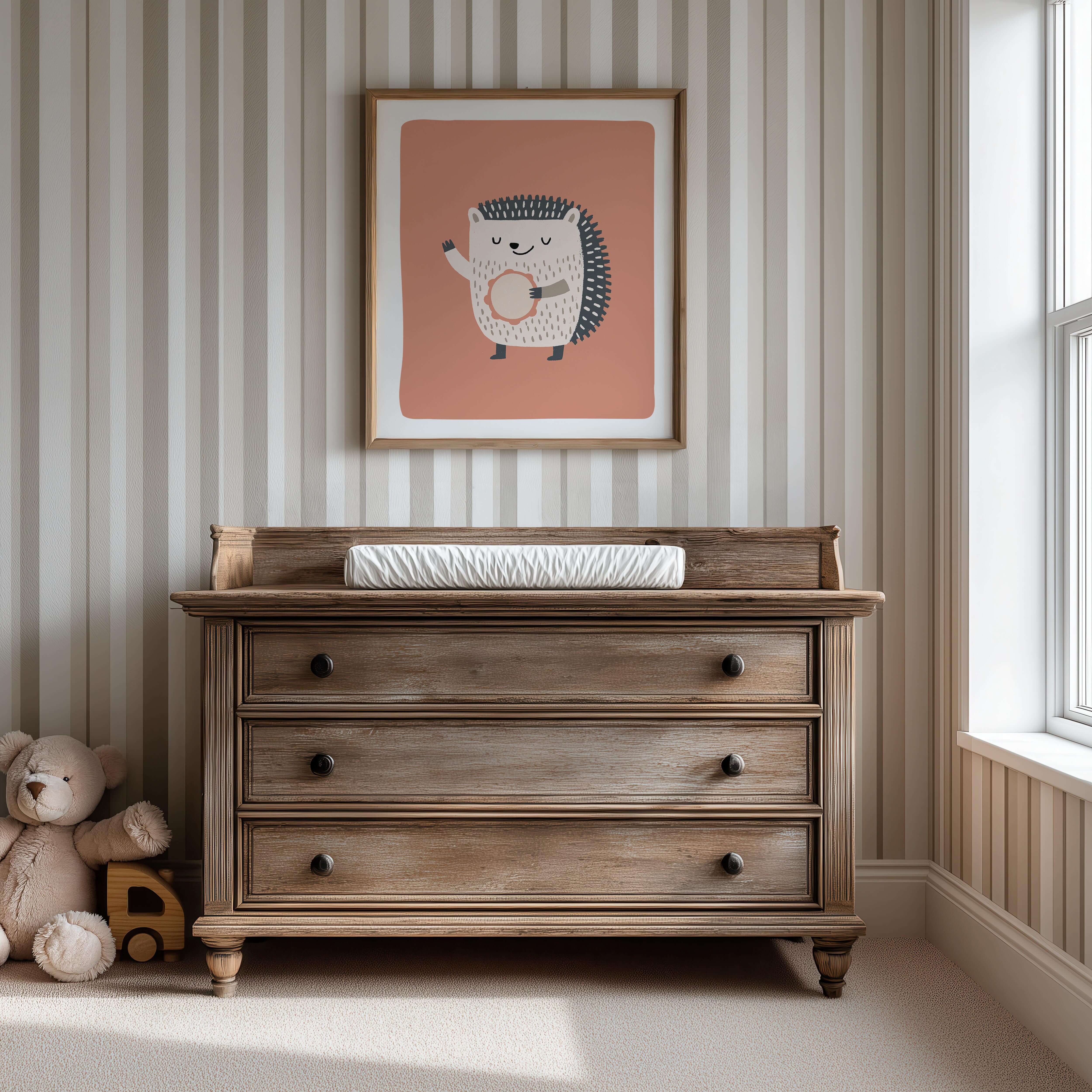 Tambourine Hedgehog Nursery Art