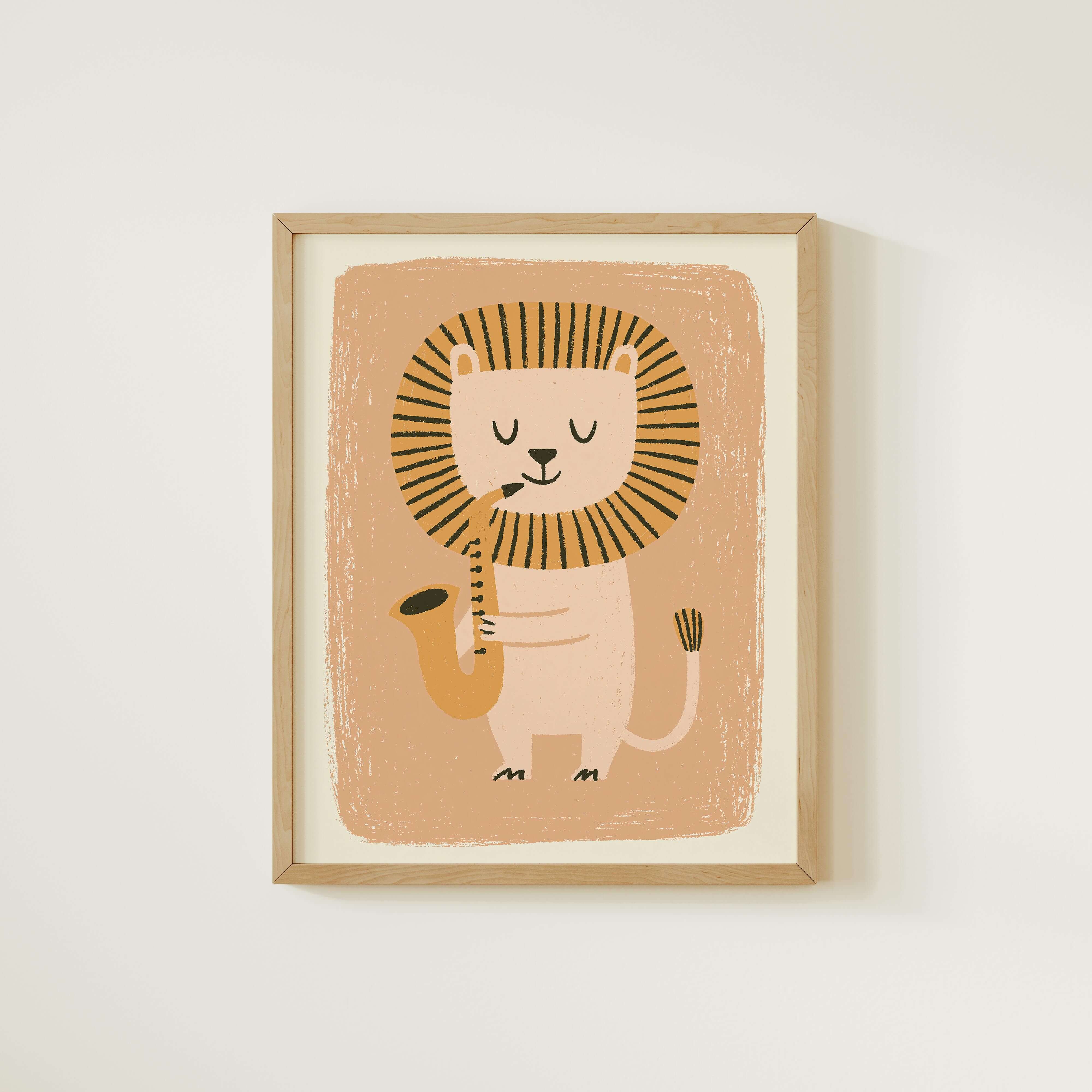 Saxophone Lion Nursery Print