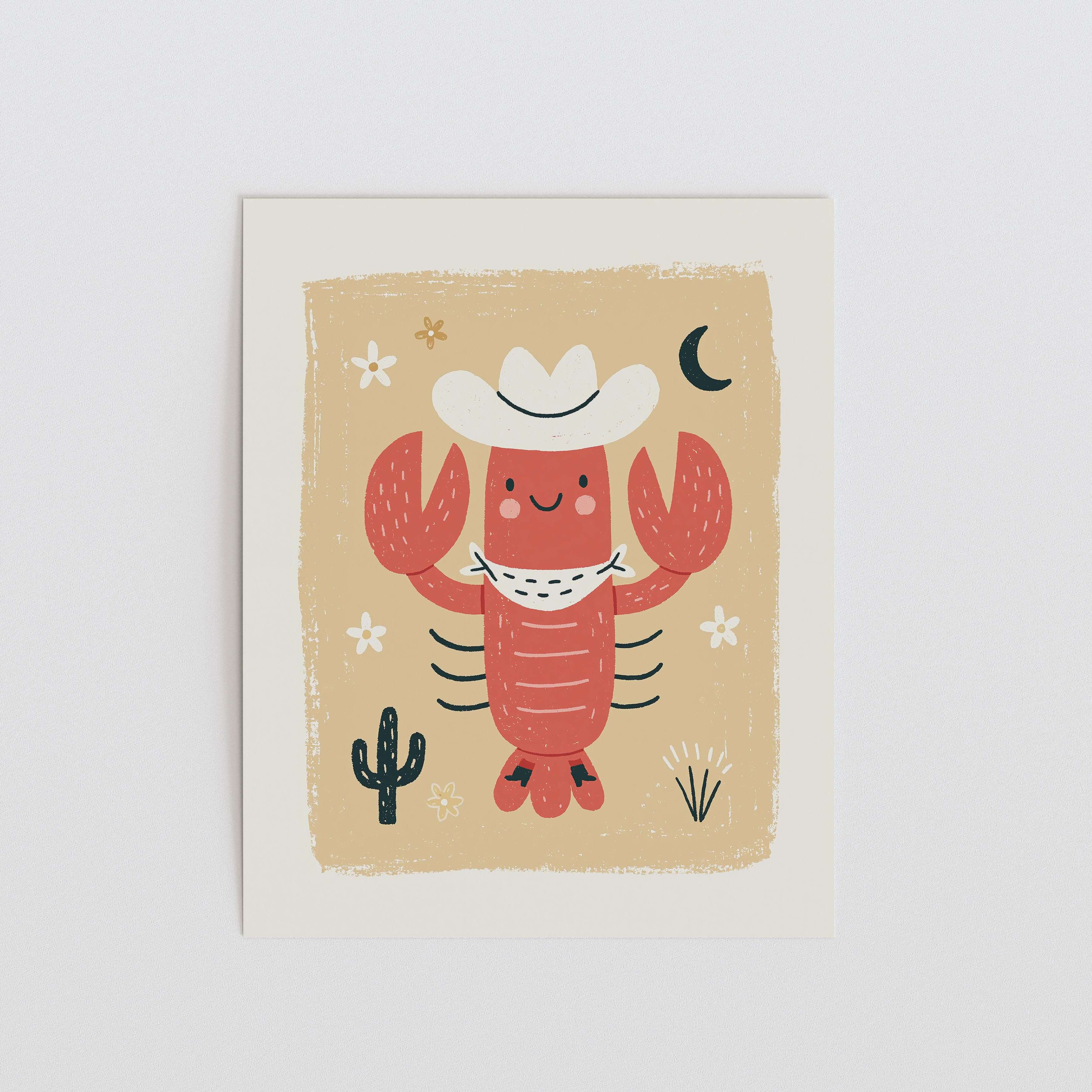 Cowboy Lobster Nursery Print