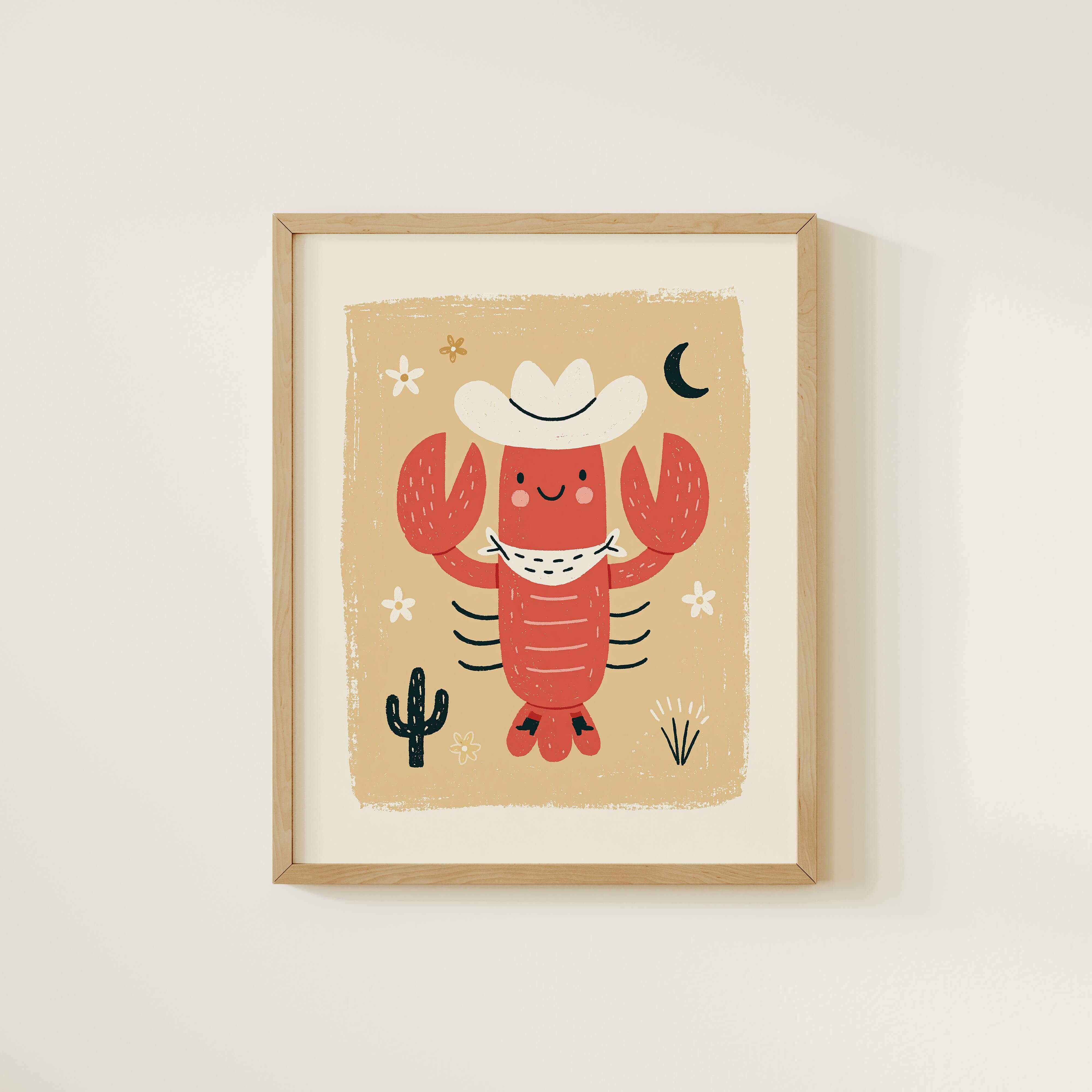 Cowboy Lobster Nursery Print