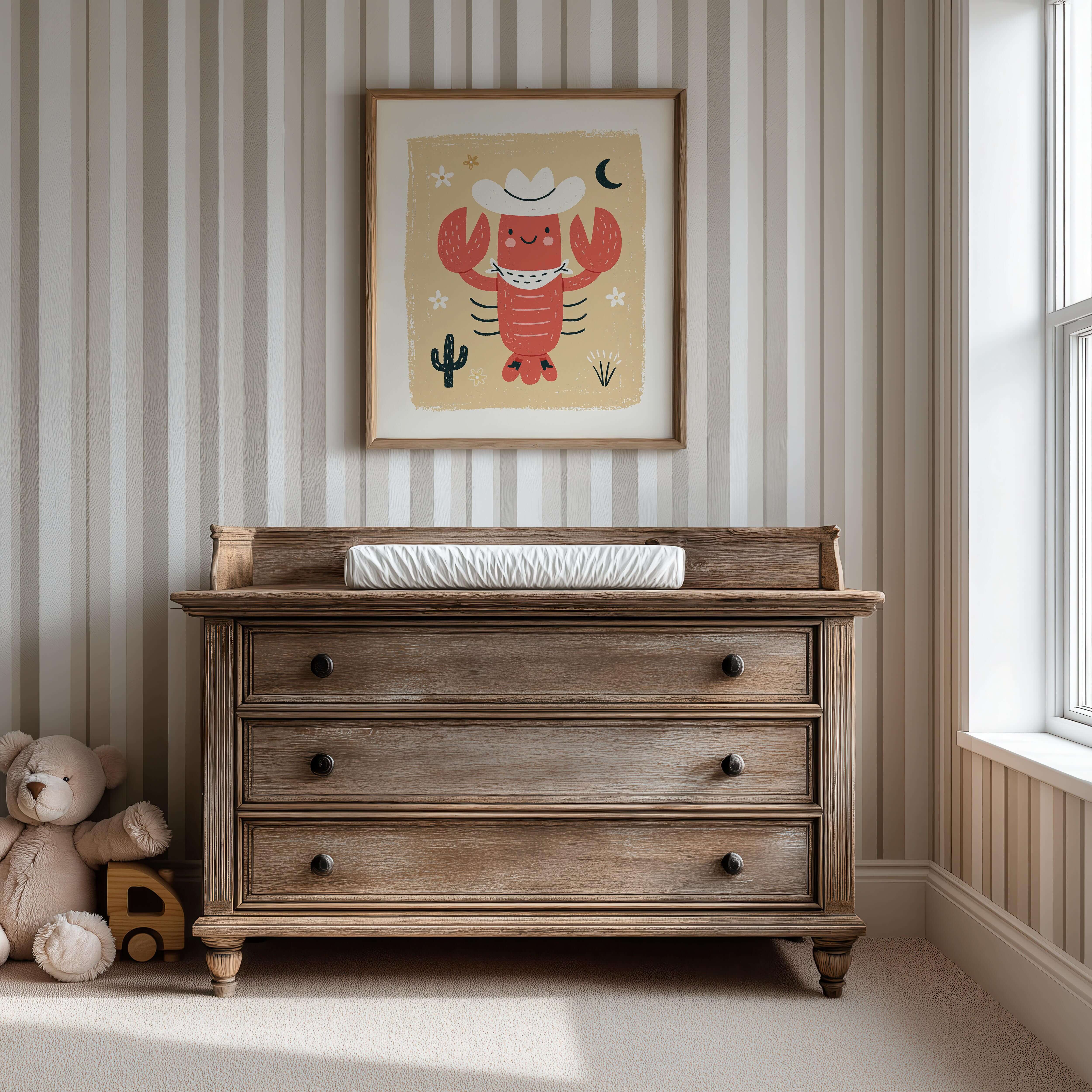 Cowboy Lobster Nursery Print