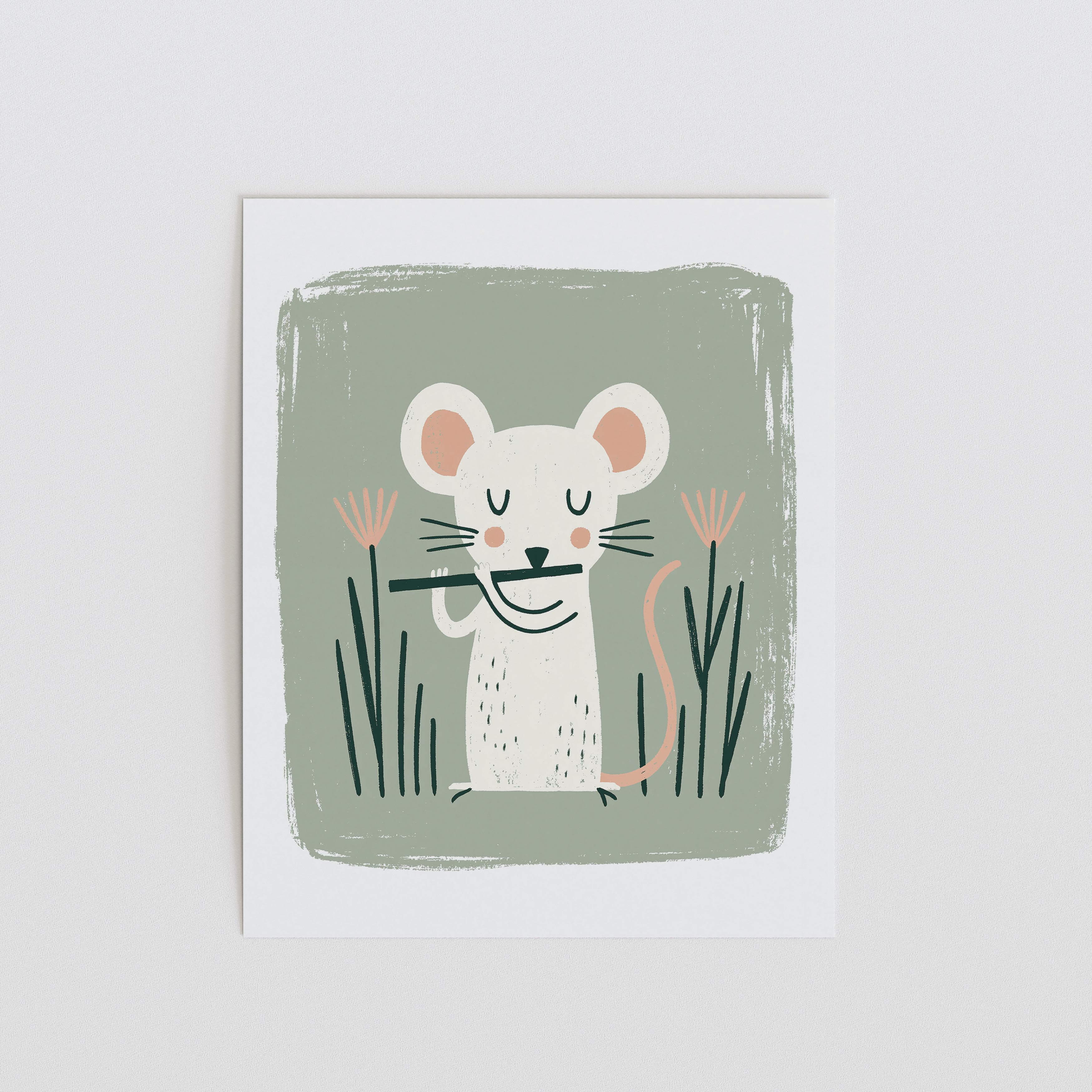 Flute Mouse Nursery Print