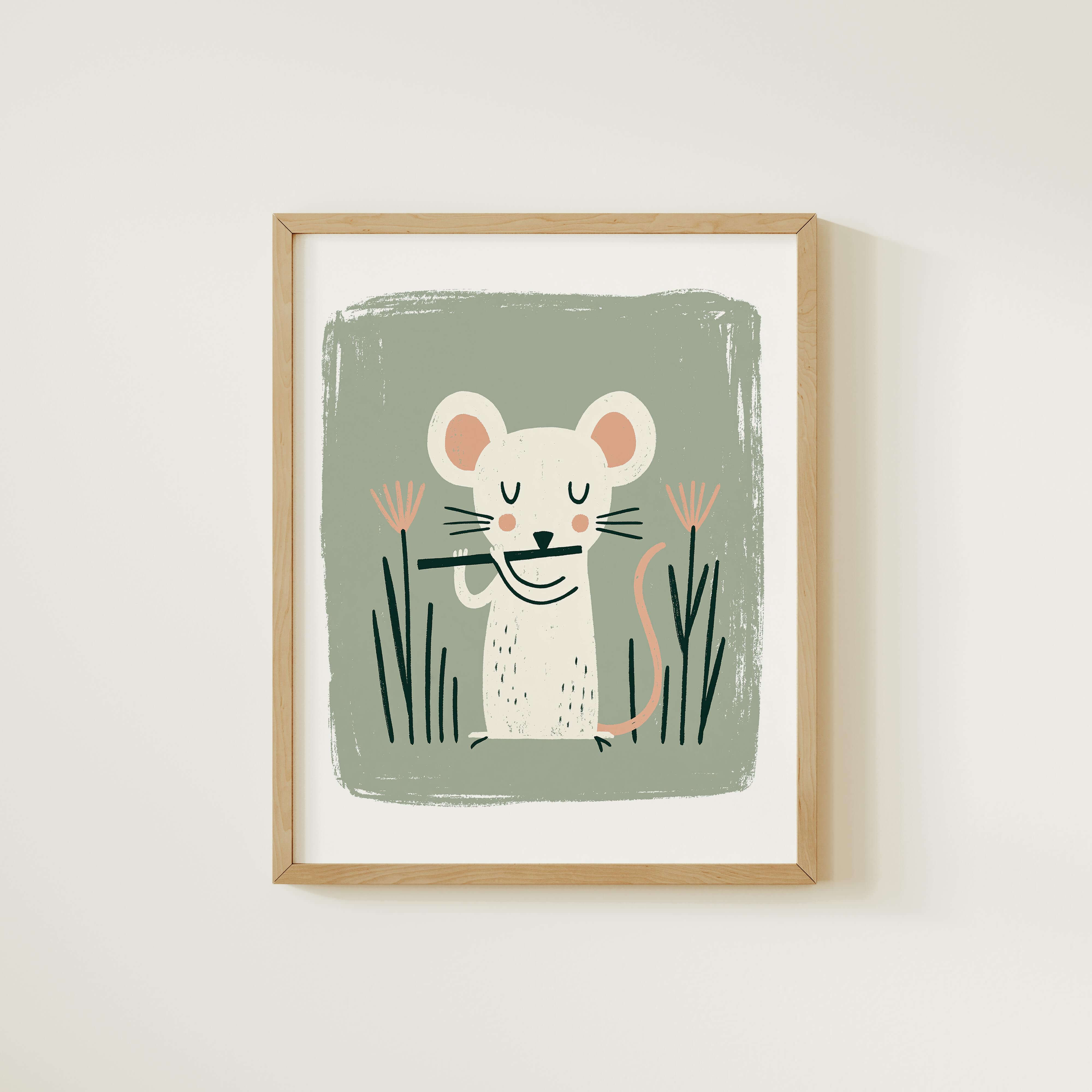 Flute Mouse Nursery Print