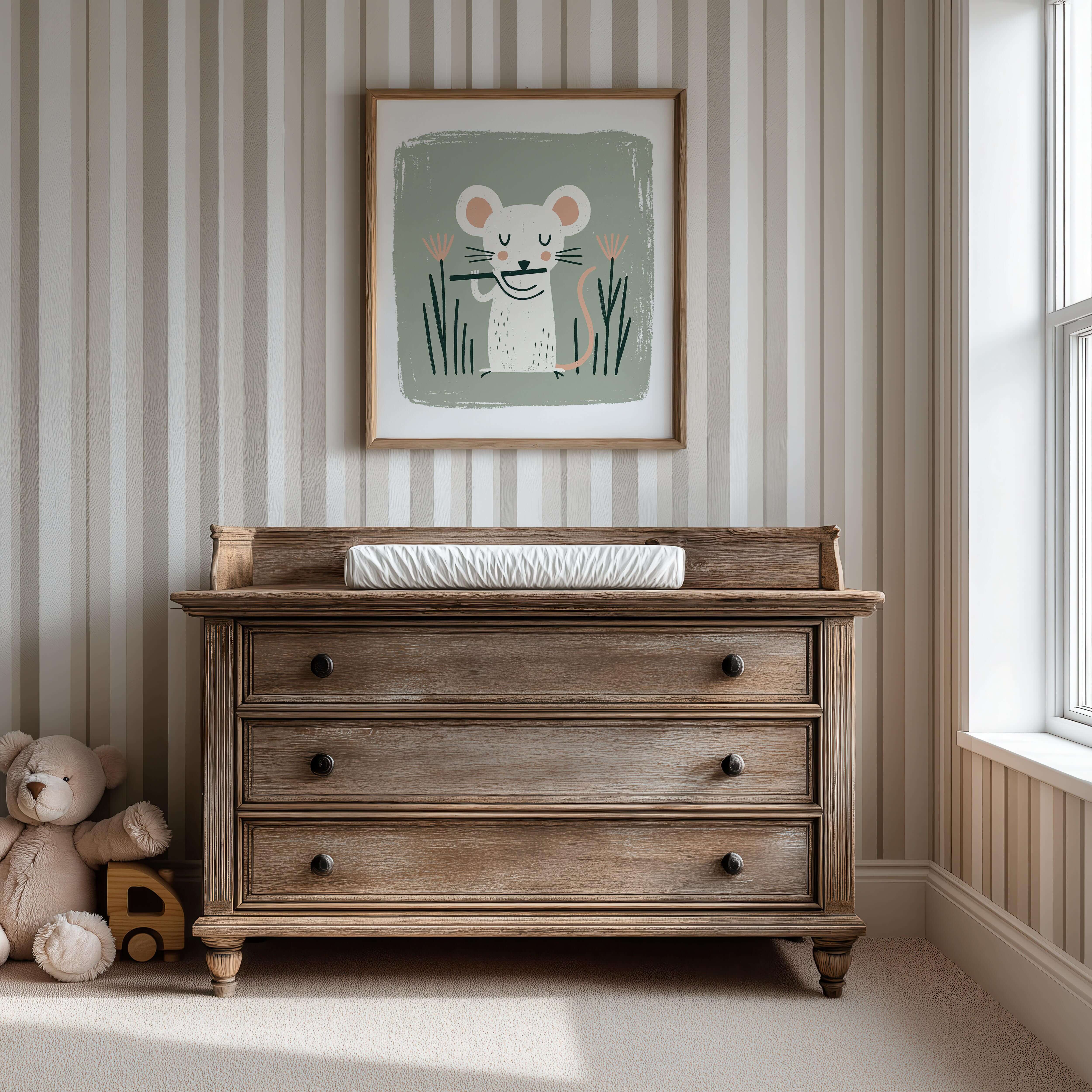 Flute Mouse Nursery Print