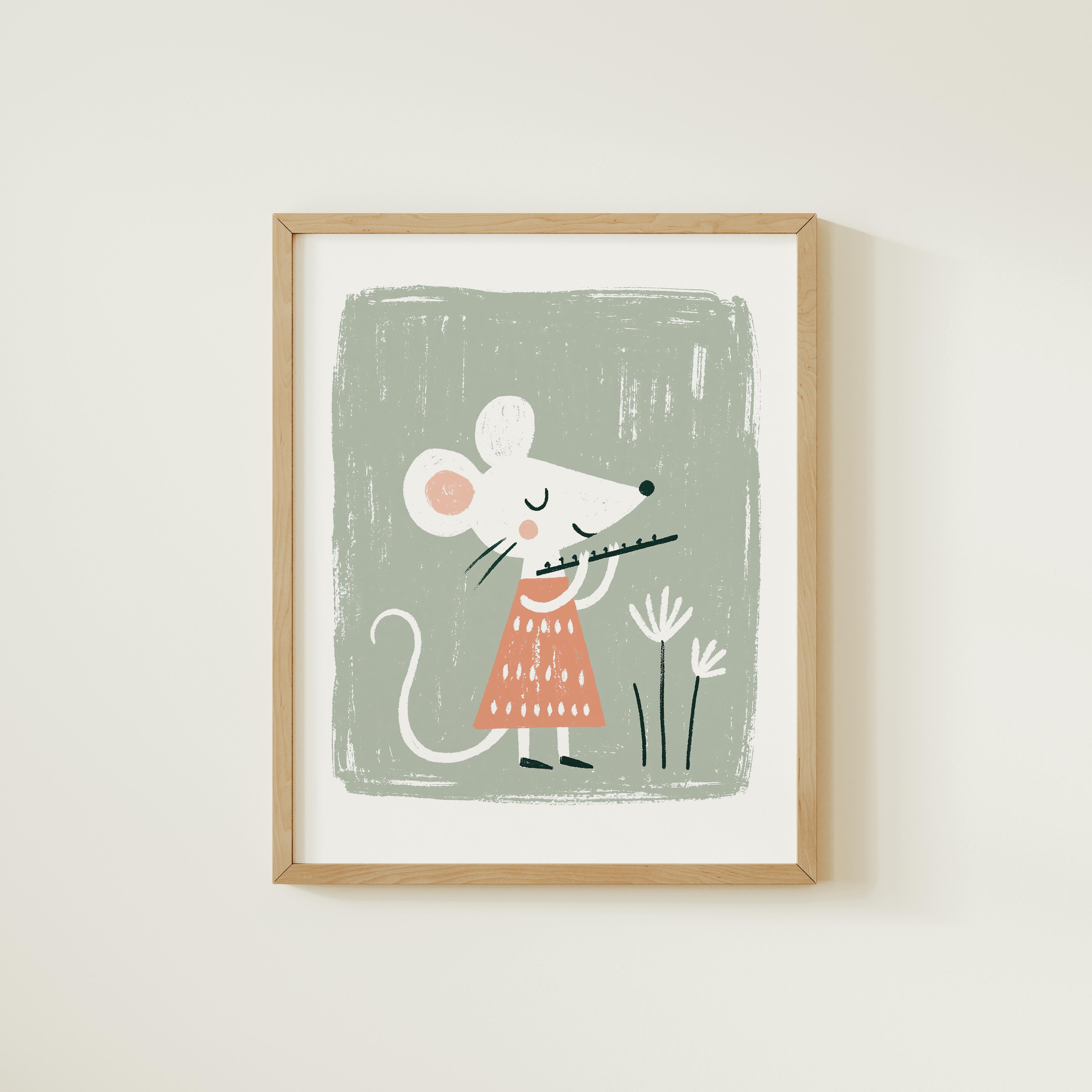 Musician Mouse Nursery Print