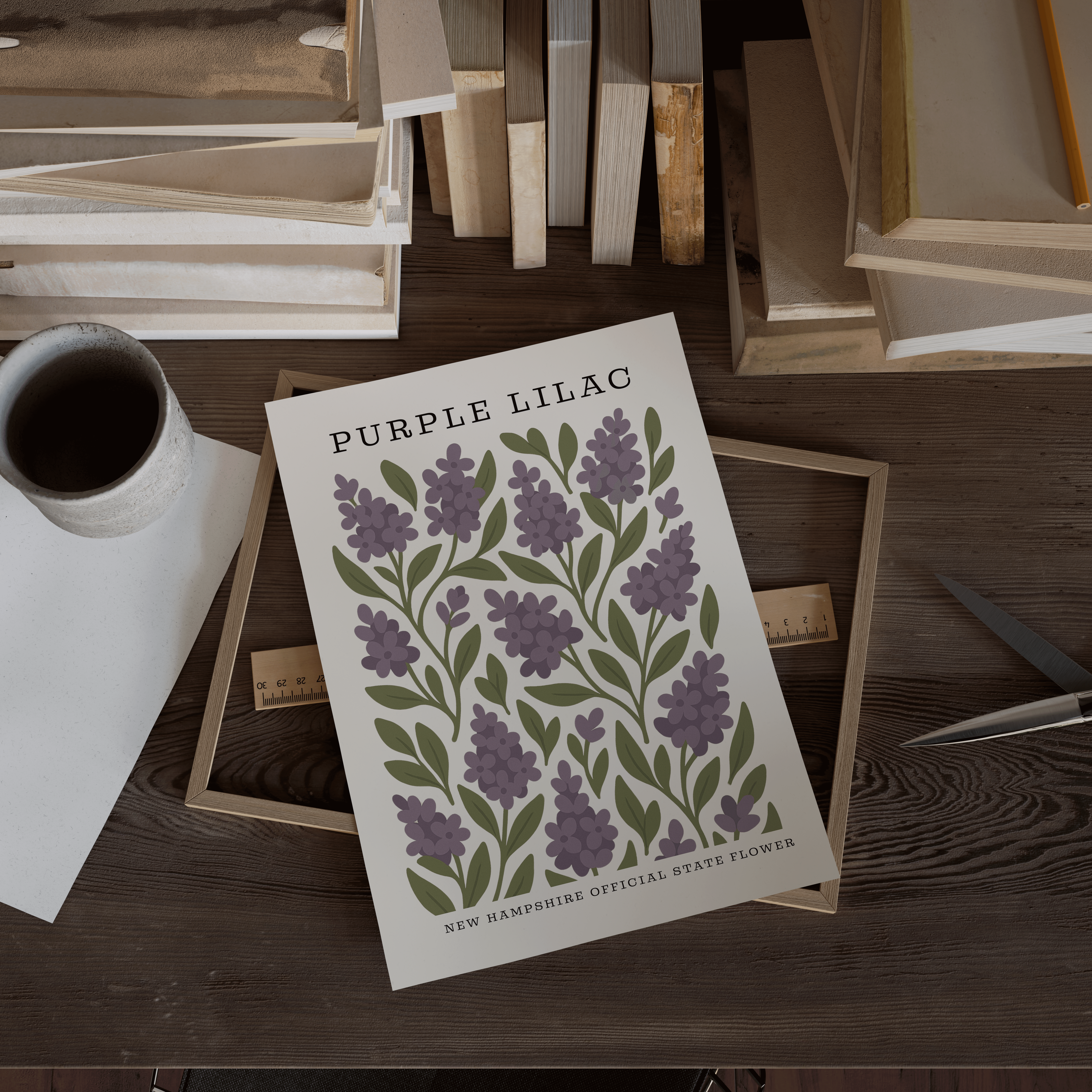 New Hampshire State Flower Art Print – Purple Lilac
