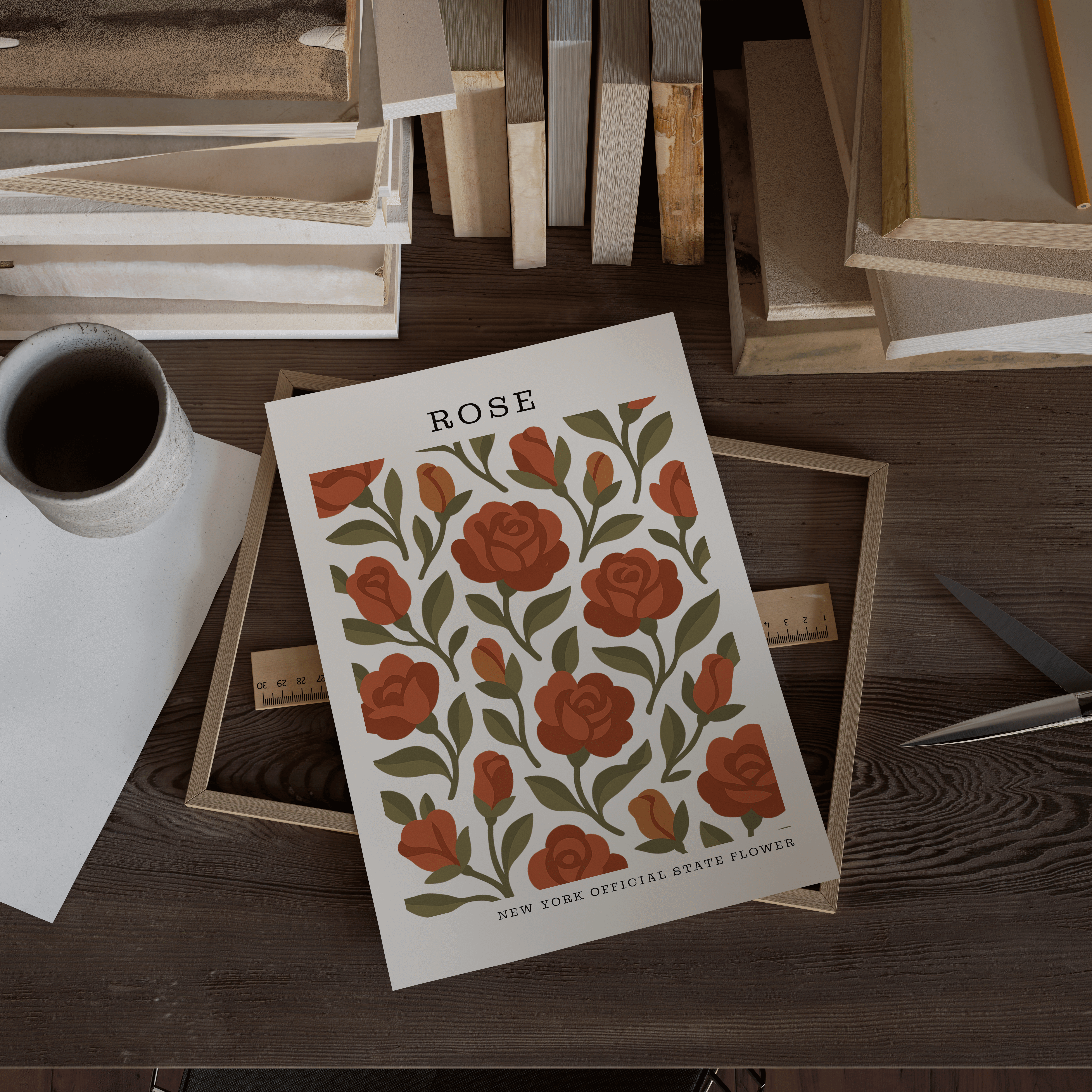 New York State Flower Art Print – Rose