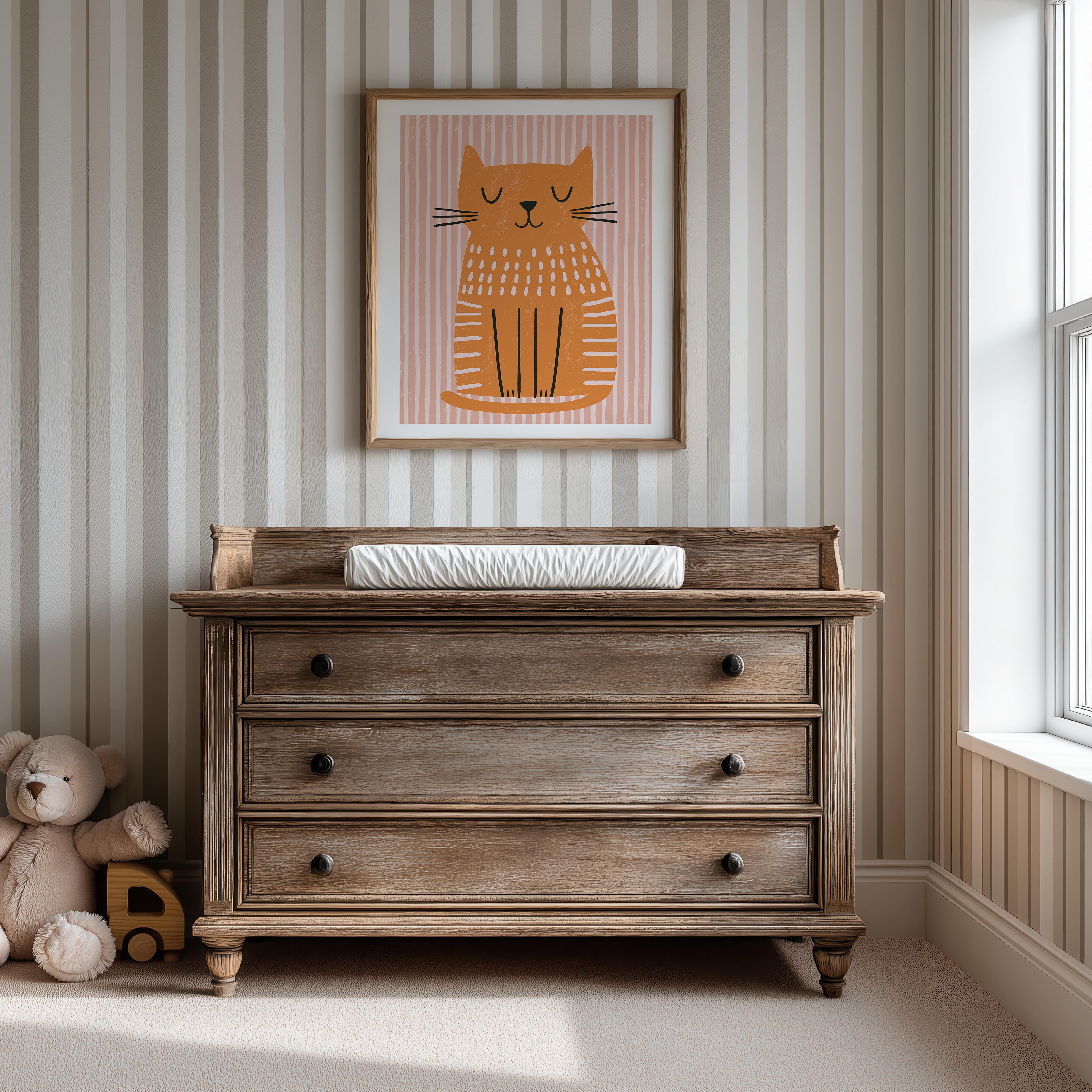 Orange Cat Nursery Print