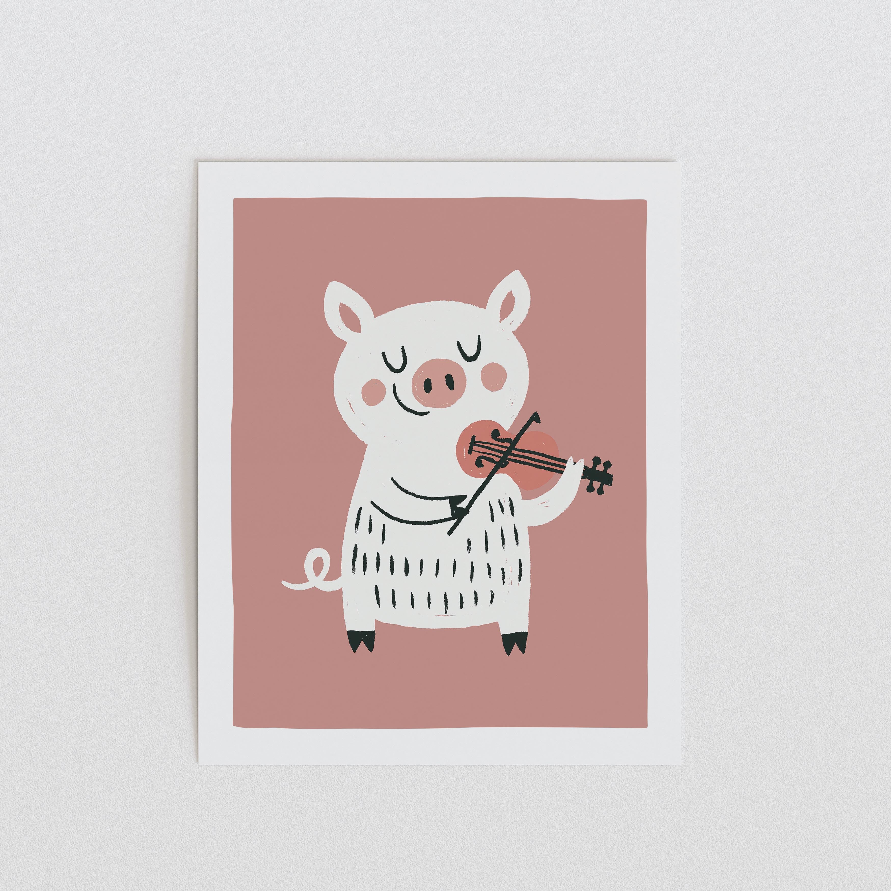 Violin Pig Nursery Print