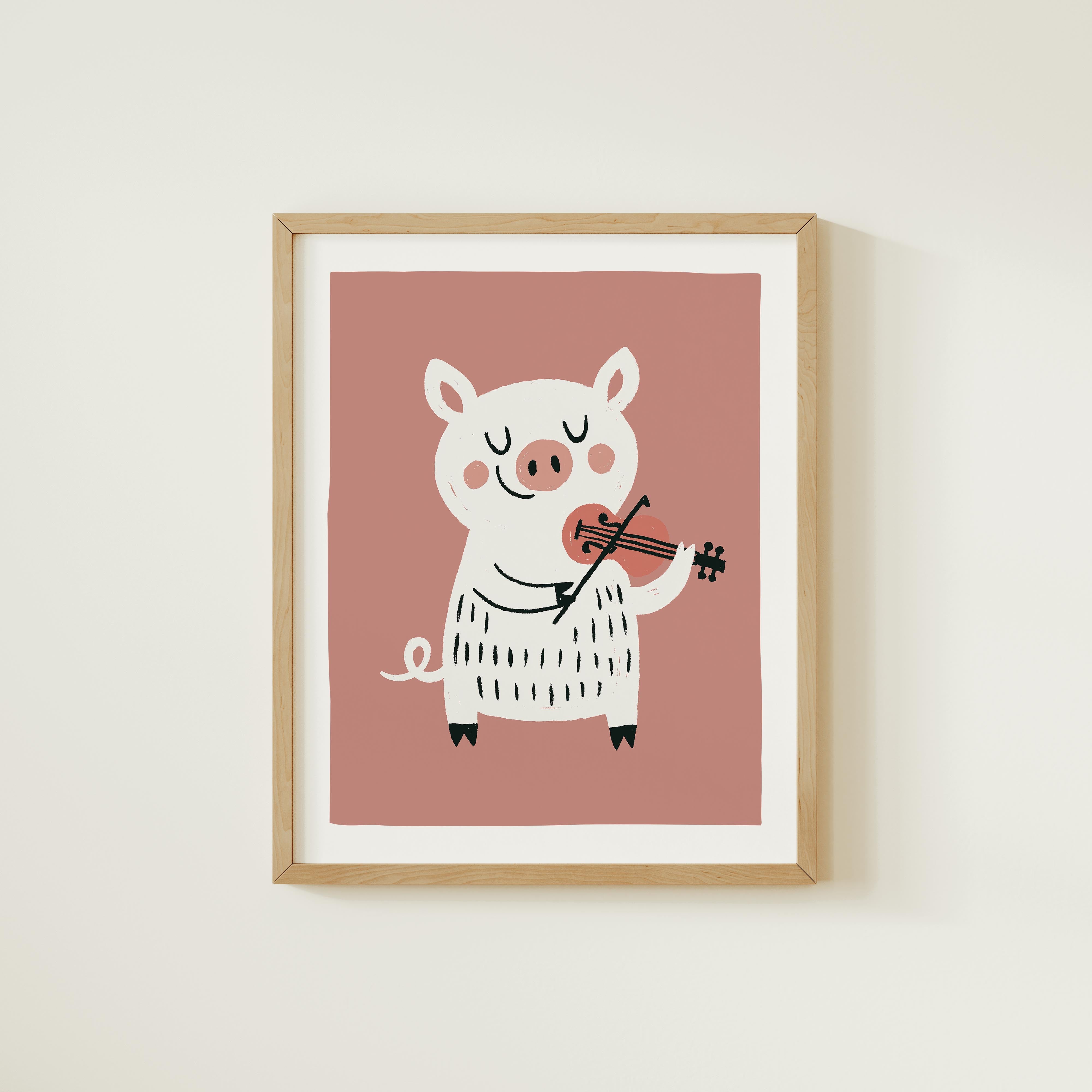 Violin Pig Nursery Print