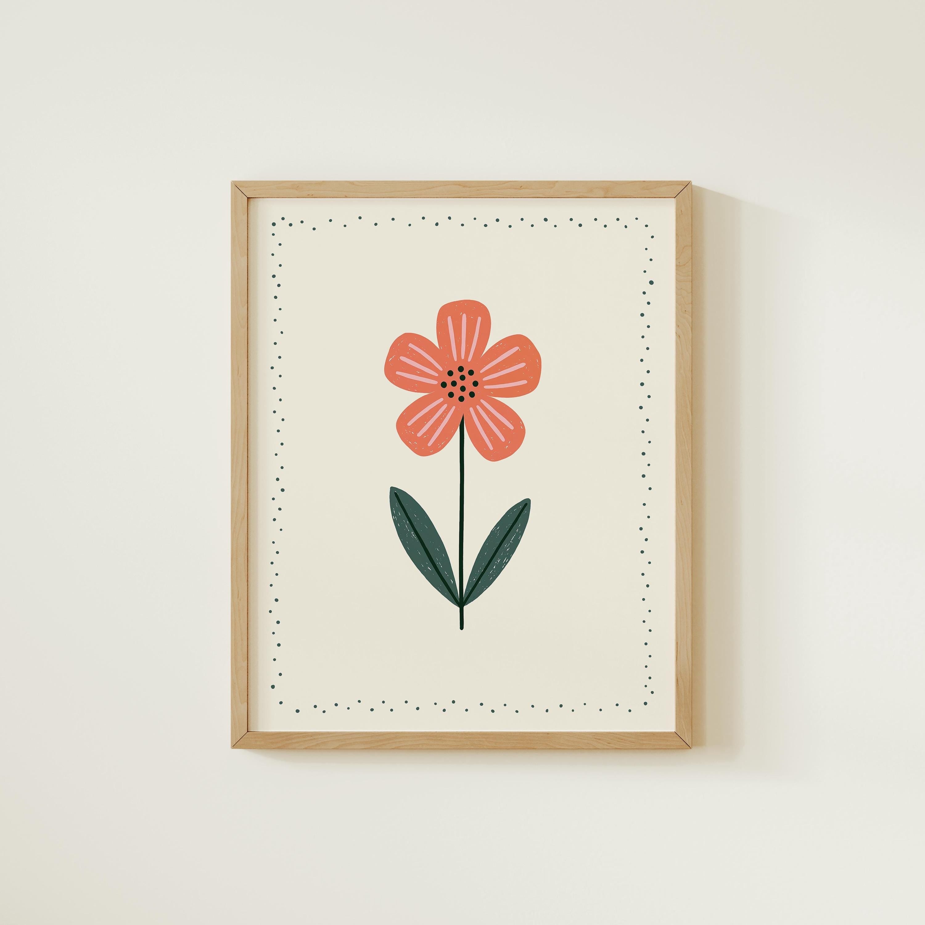 Coral flower nursery print