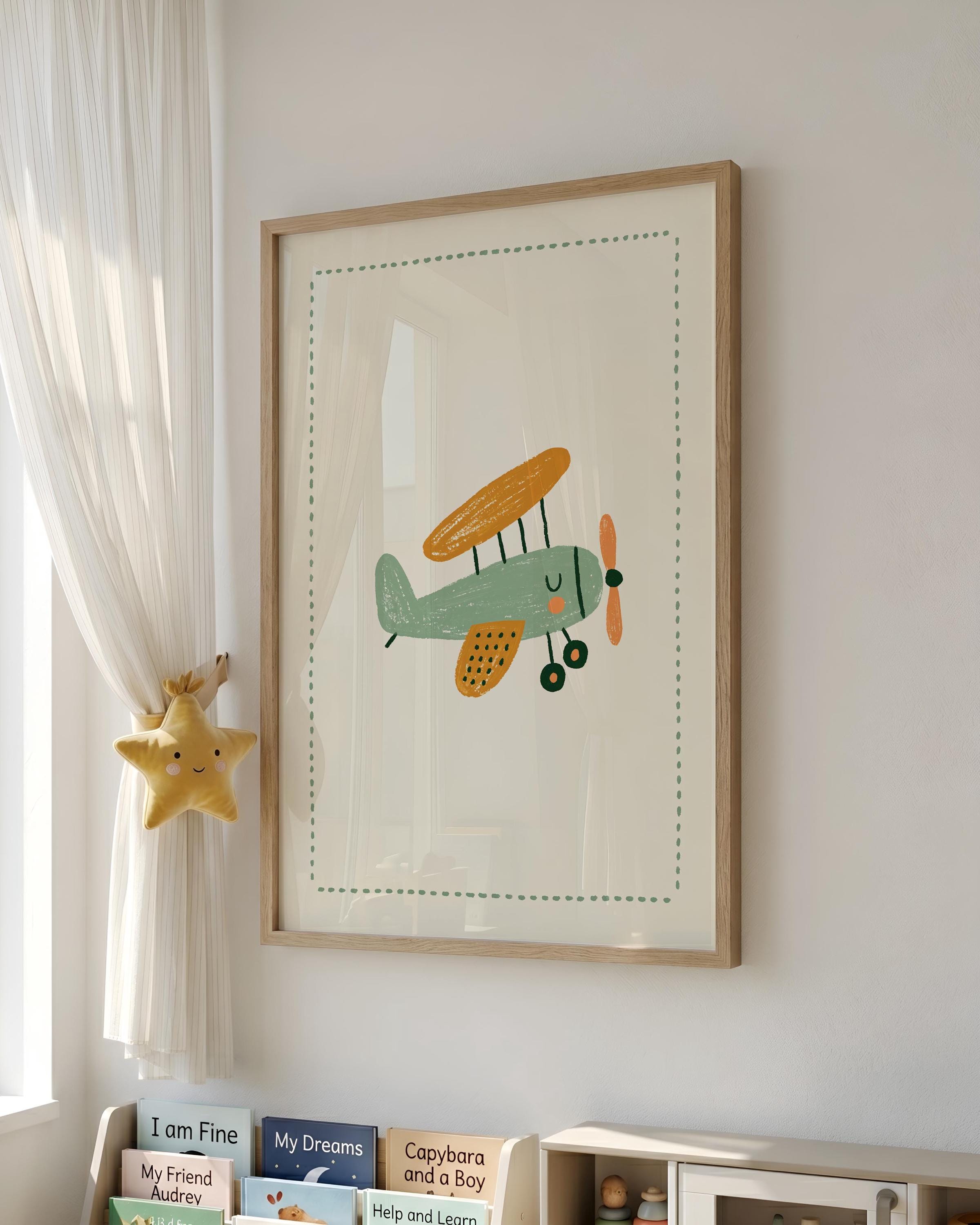 Sage airplane nursery print