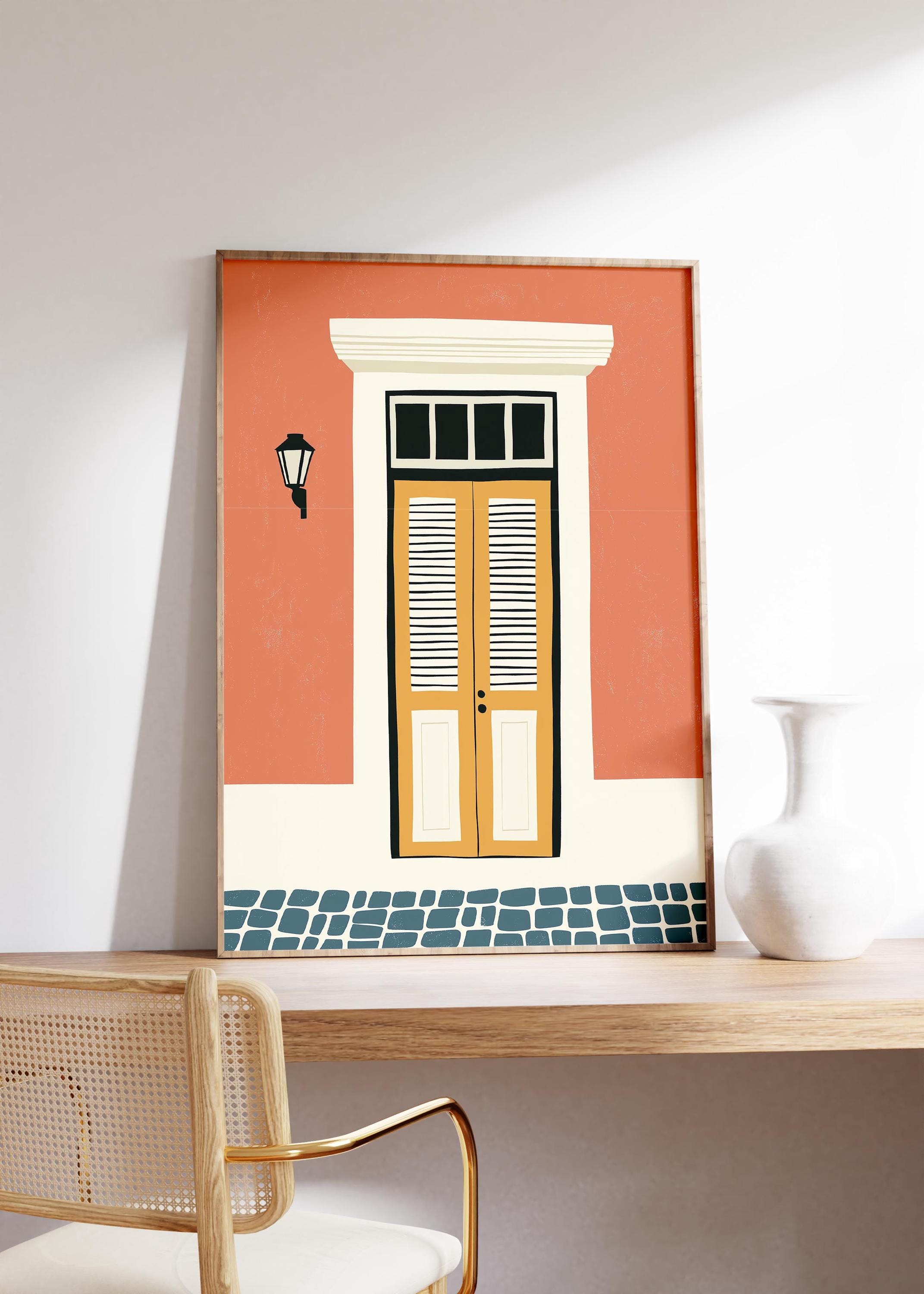 Old San Juan yellow door art print, Puerto Rico