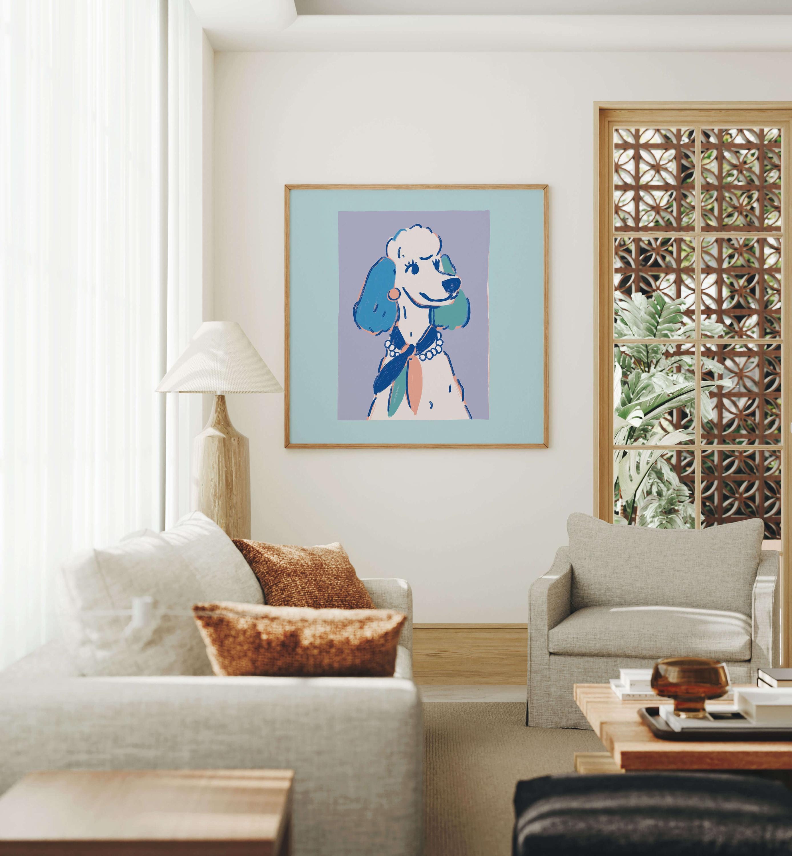 Poodle pearls art print