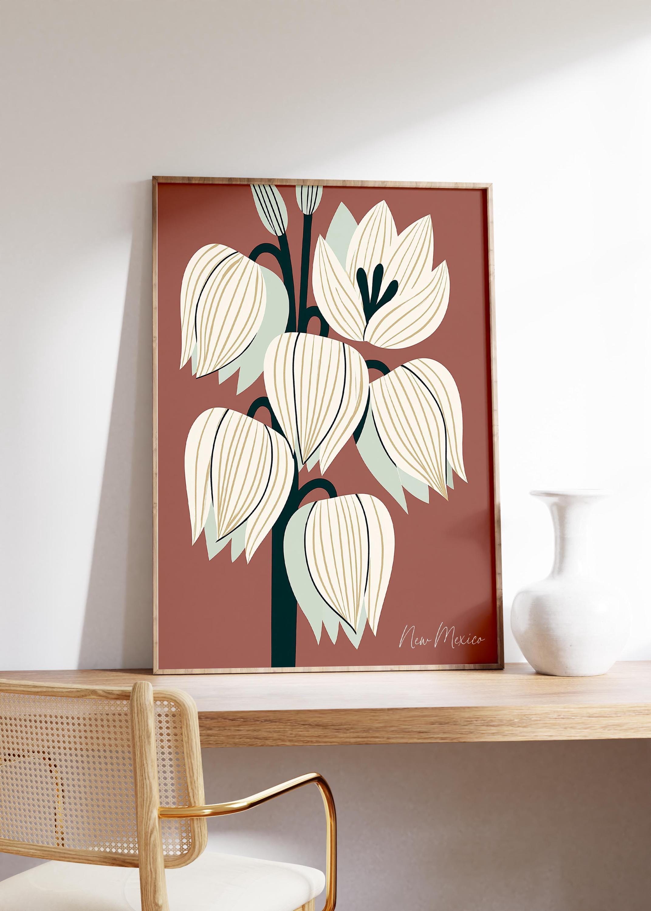 New Mexico state flower art print, yucca flower