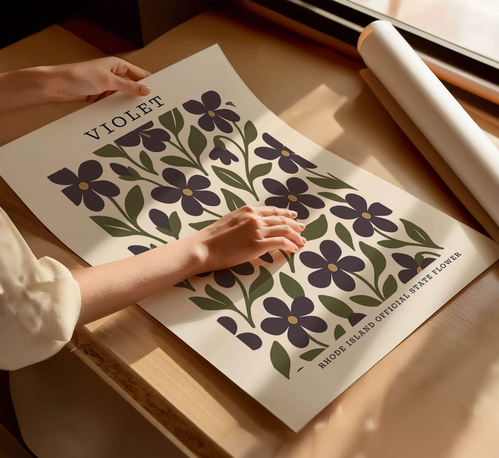 Rhode Island state flower art print, violet