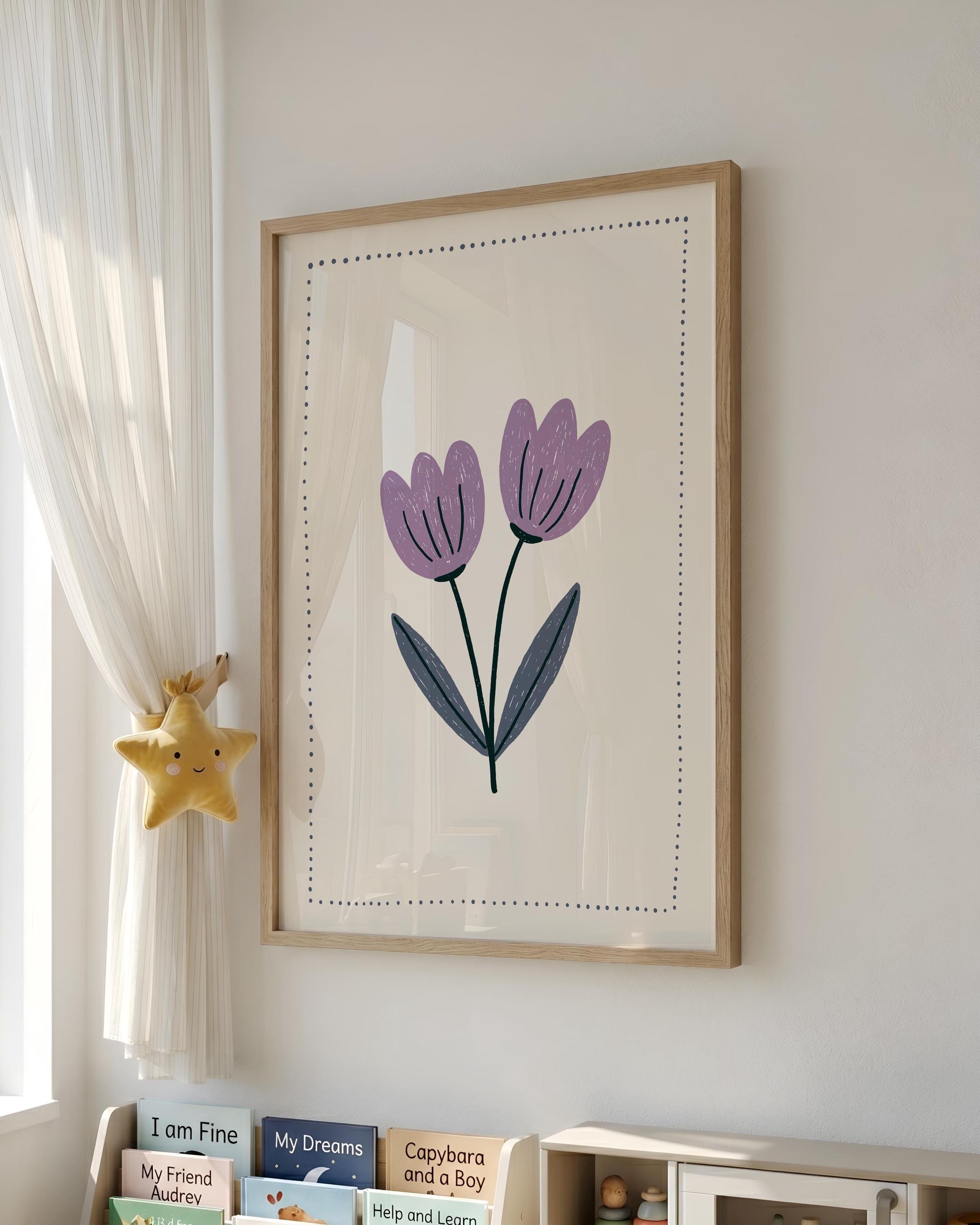Purple tulips nursery print