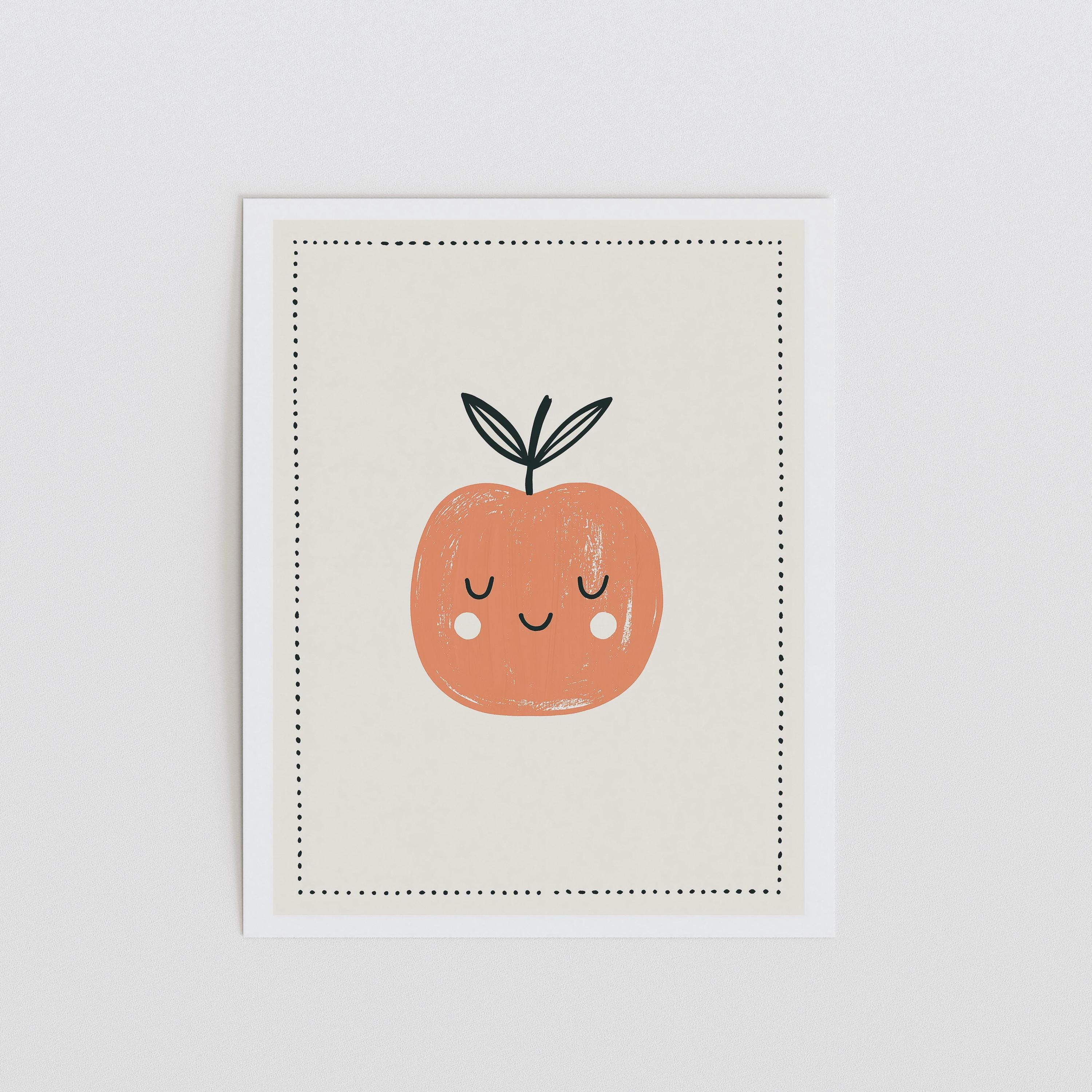Pink apple nursery print