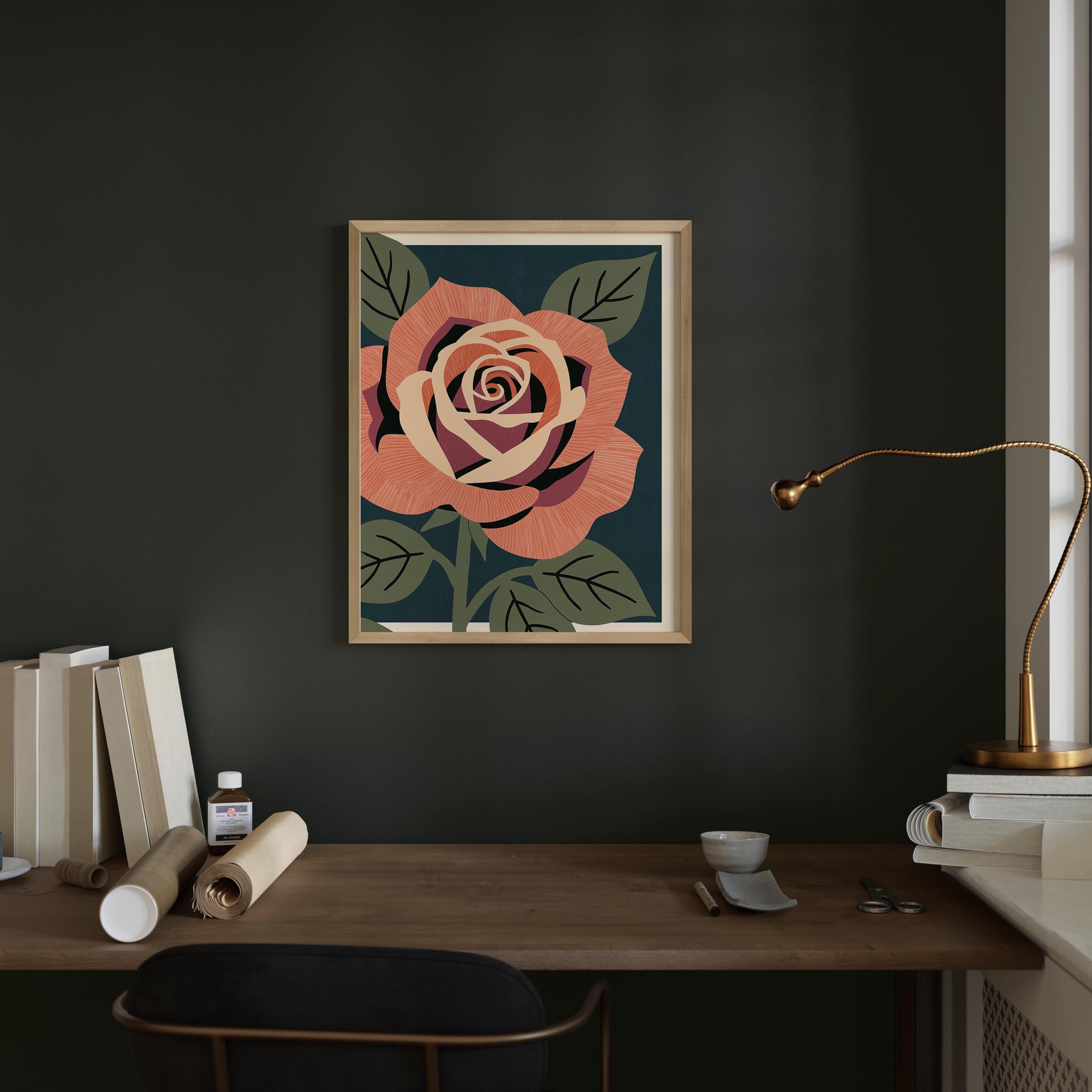 New York state flower art print, rose