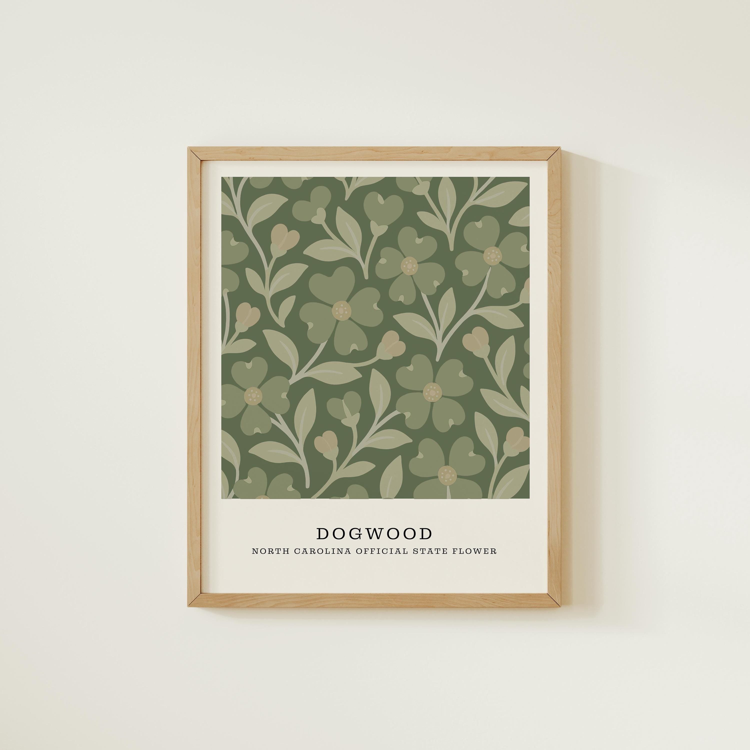 North Carolina state flower art print, dogwood