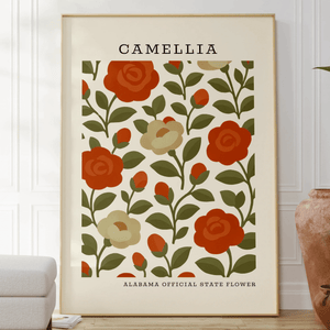 Alabama State Flower Art Print – Camellia - The FlatFile Society