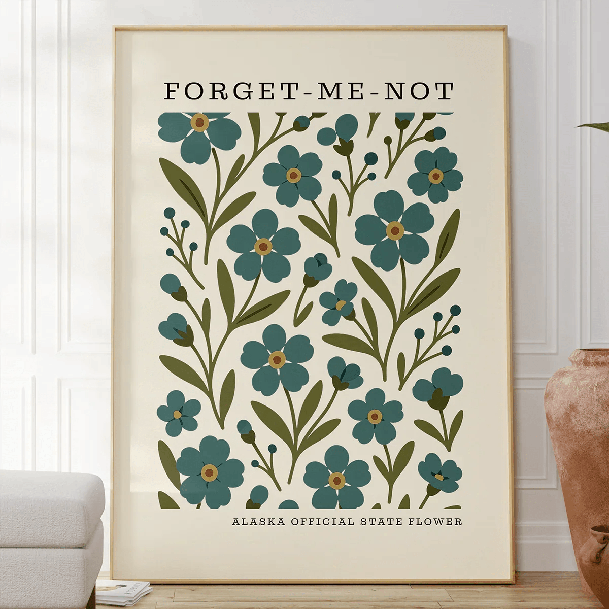 Alaska State Flower Art Print – Forget - Me - Not - The FlatFile Society