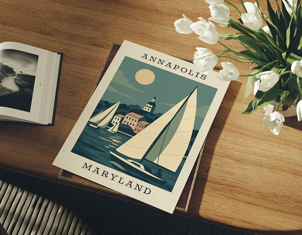 Annapolis Sailboats Art Print – Maryland Coastal Series - The FlatFile Society
