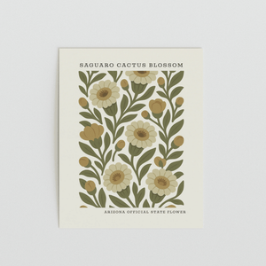 Arizona State Flower Art Print – Saguaro Cactus Blossom - The FlatFile Society