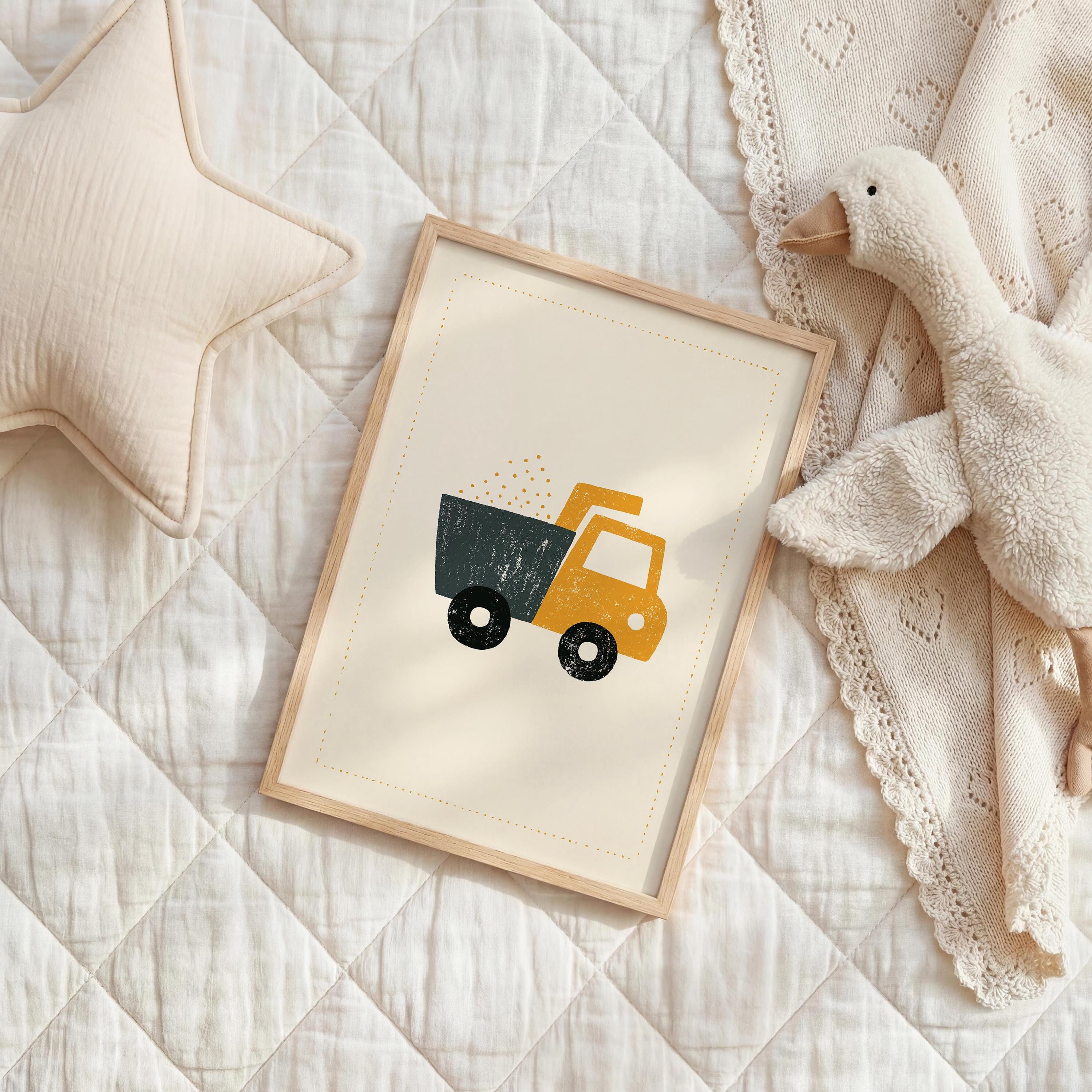 Navy dump truck nursery print