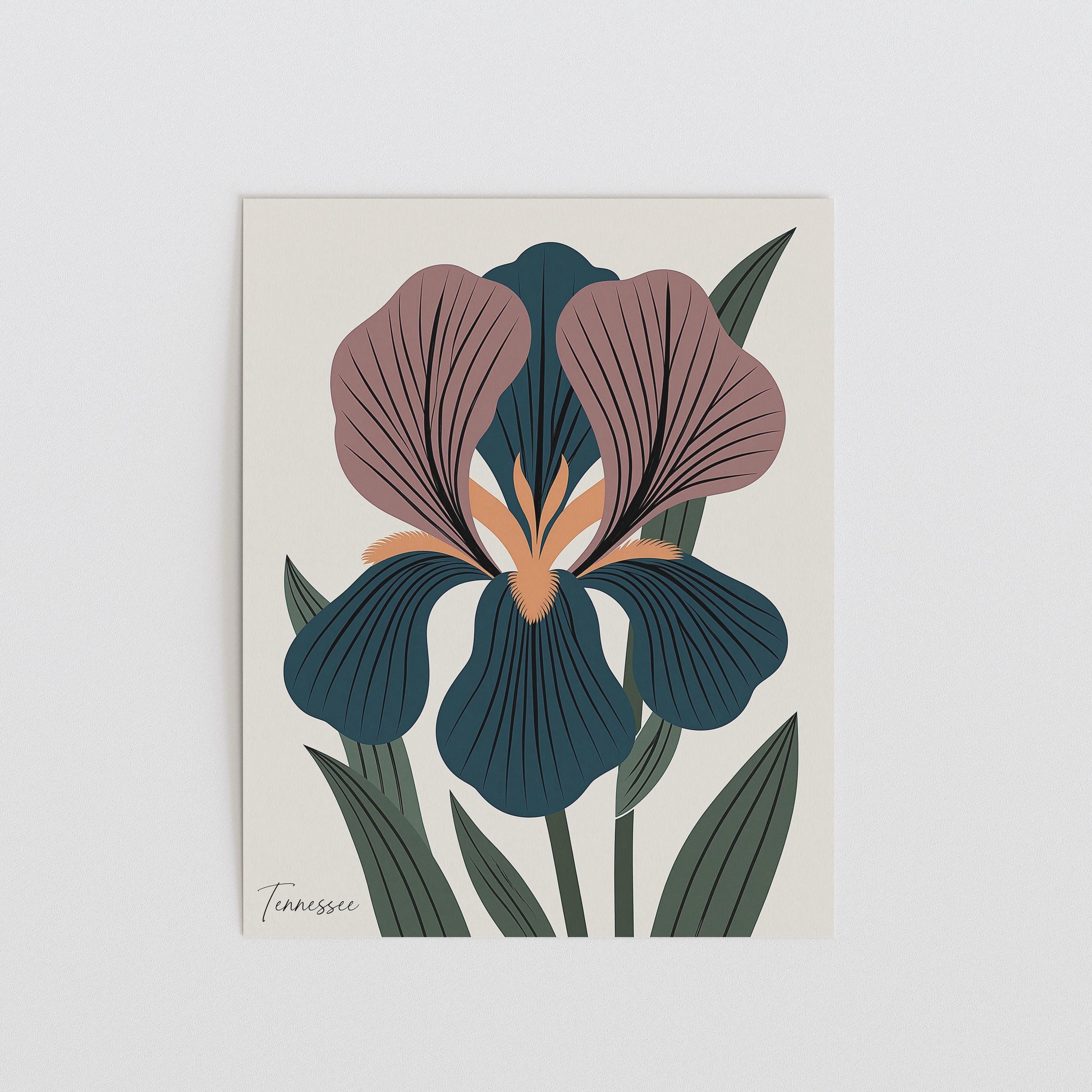 Tennessee state flower art print, iris