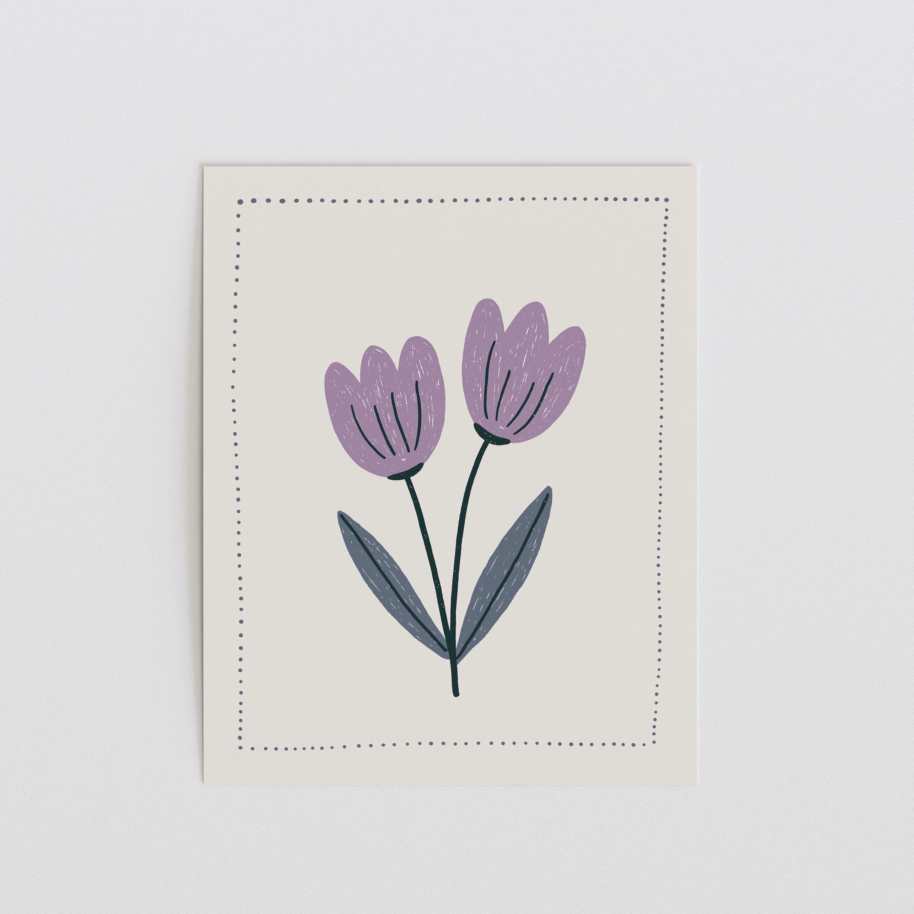 Purple Tulips Nursery Print