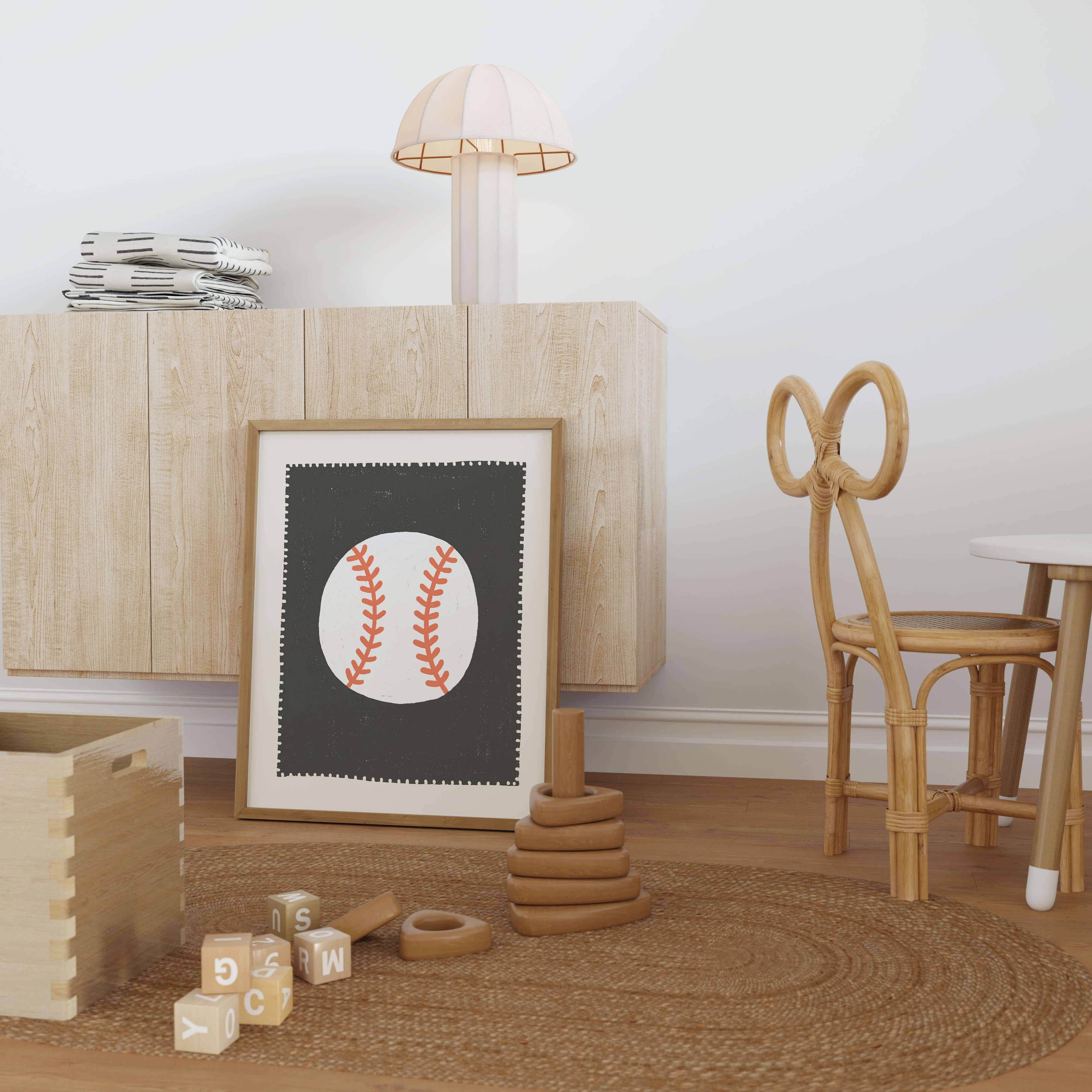 Baseball Nursery Print - Framed Mockup