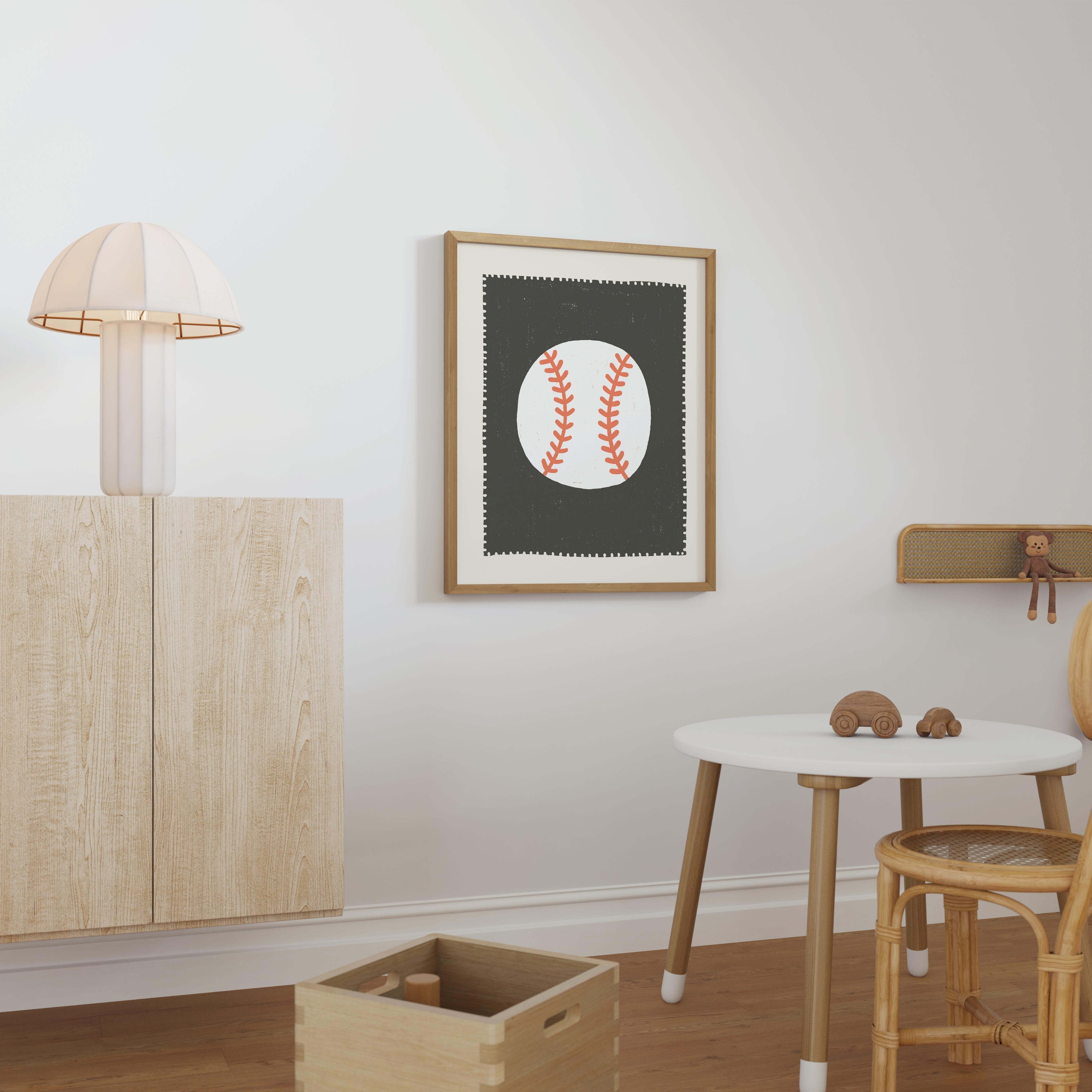 Baseball Nursery Print - Framed Mockup