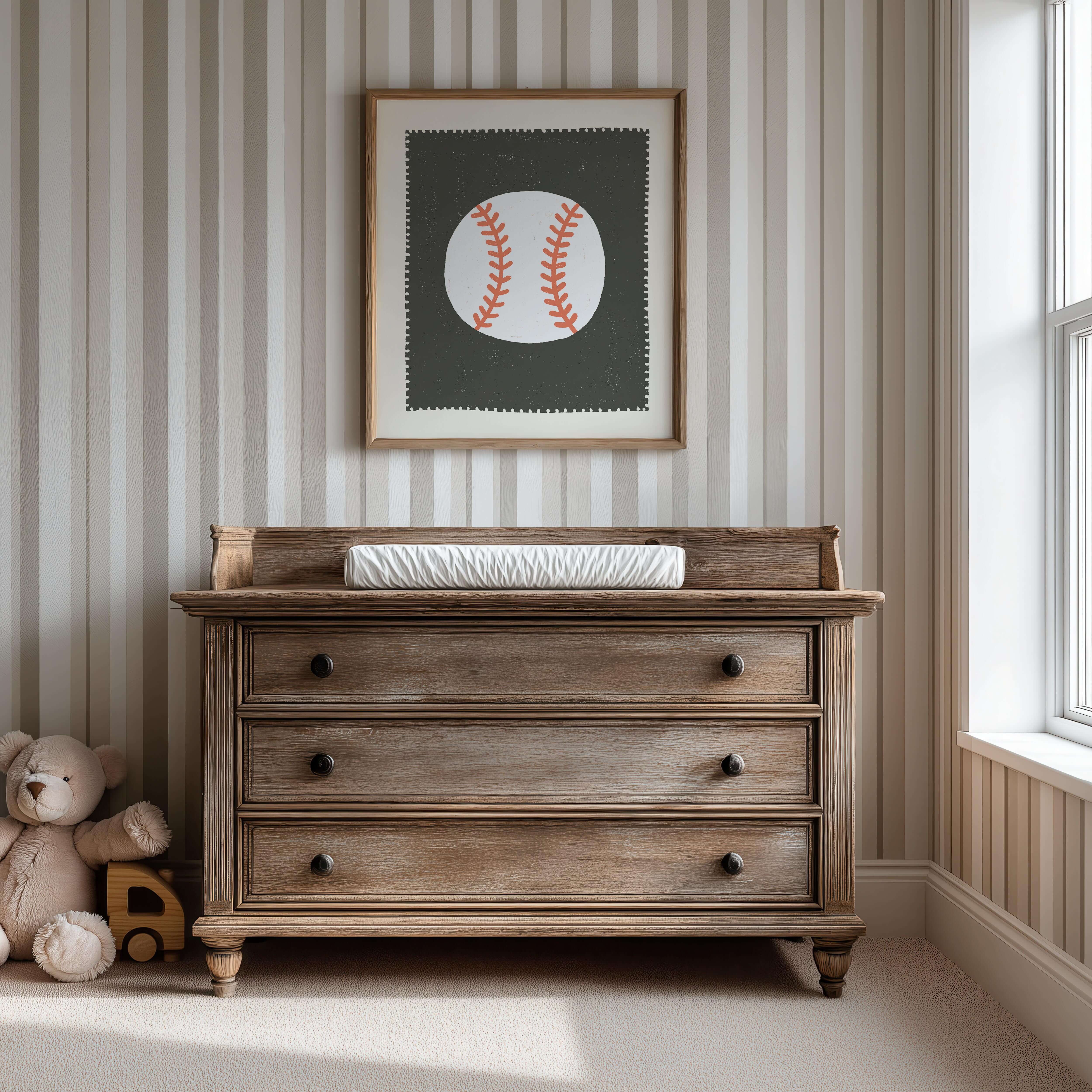Baseball Nursery Print - Framed Mockup
