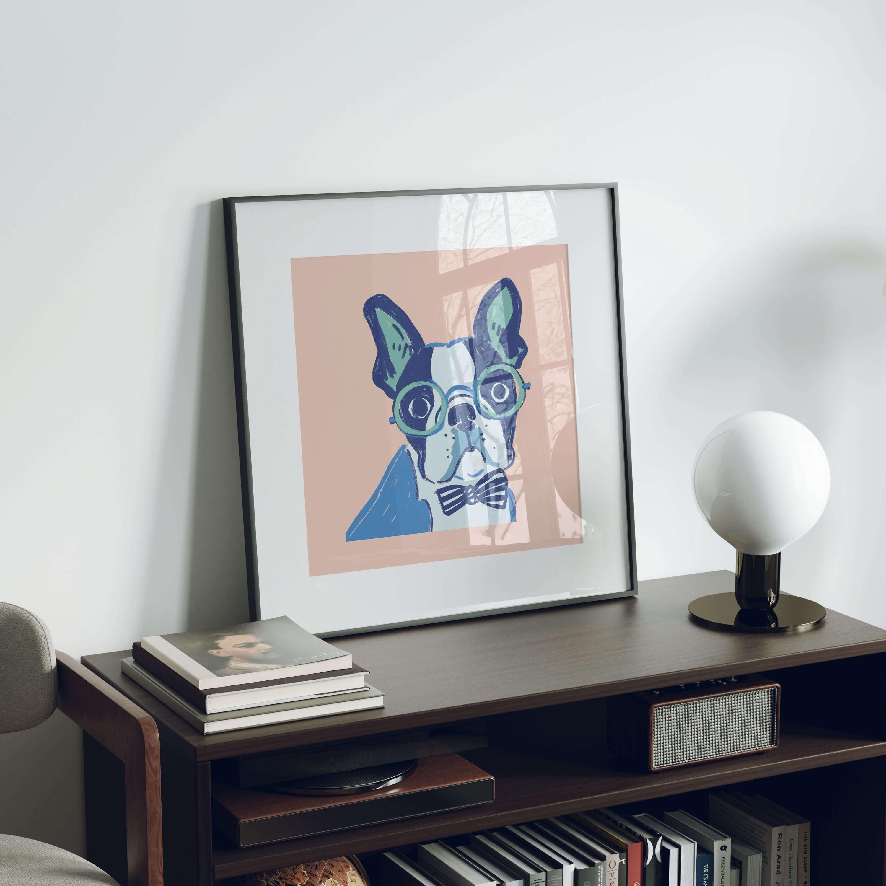 Boston Terrier bow tie art print
