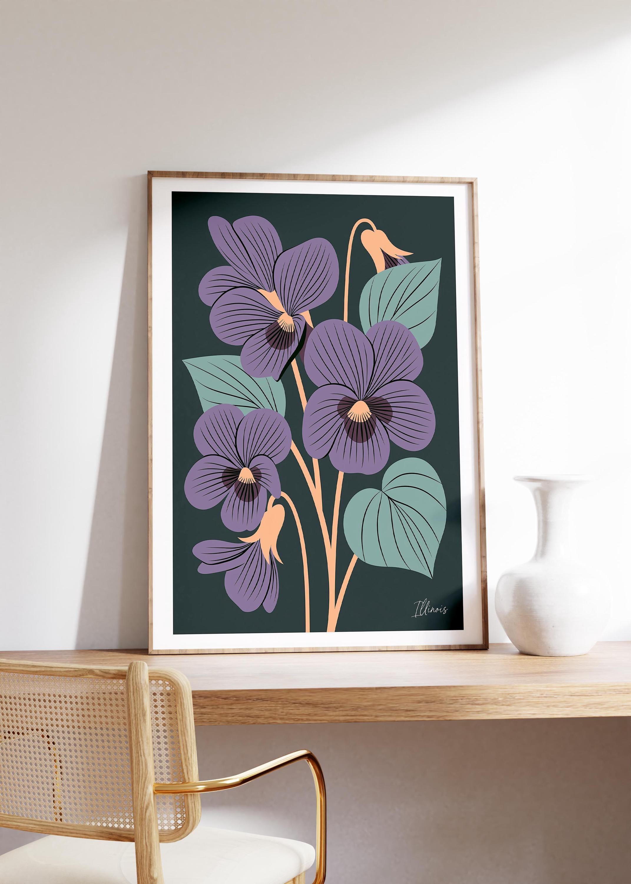 Illinois state flower art print, violet